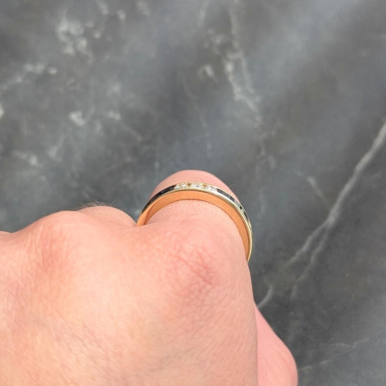 Contemporary 3.00 CTW Diamond Sapphire 18K Gold Eternity Channel Band Ring