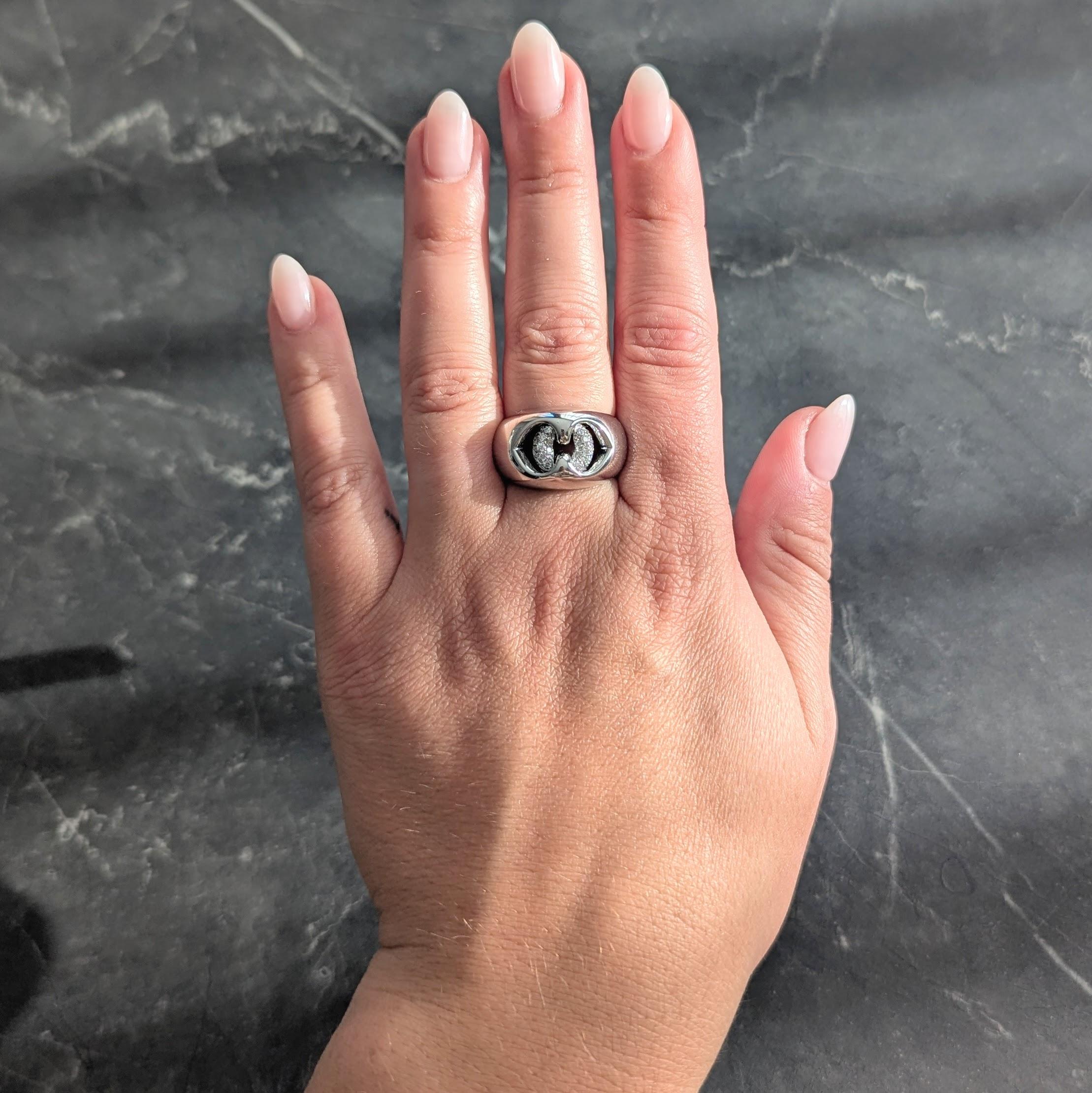 Bulgari Contemporary Diamond 18 Karat White Gold Domed Abbraccio Ring