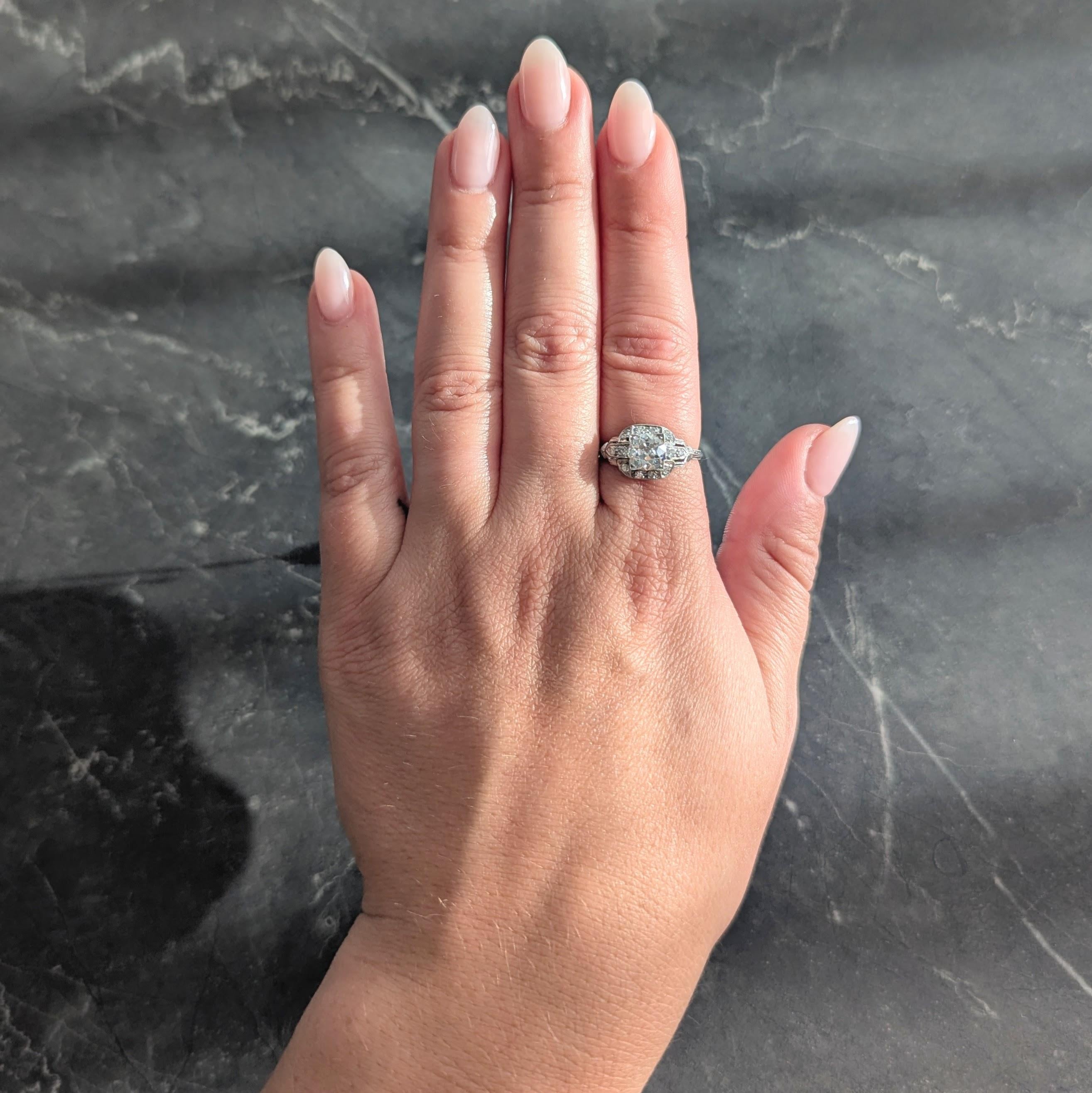 Art Deco 1.40 CTW OEC Diamond Platinum Vintage Bombé Engagement Ring GIA