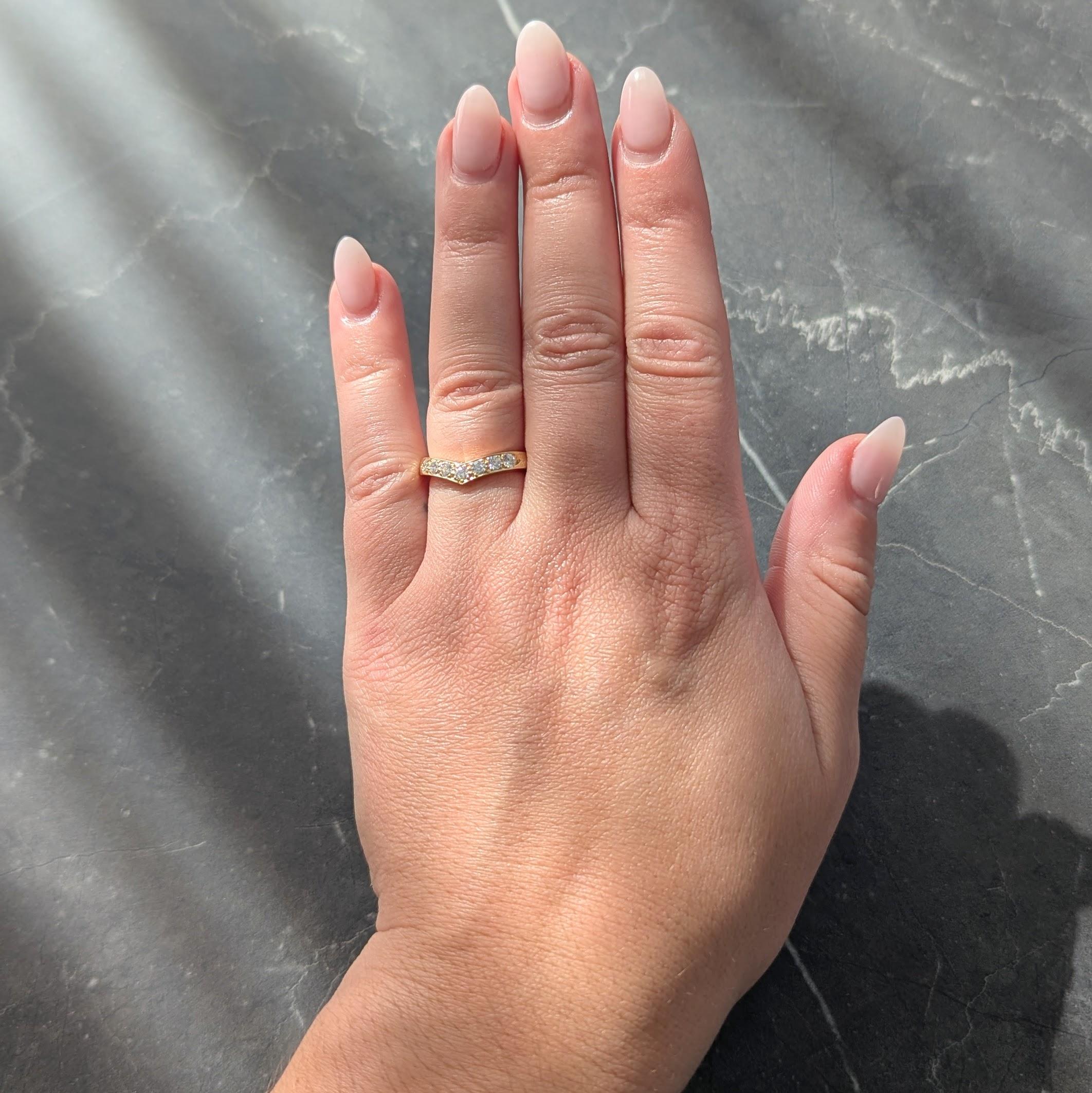 Tiffany & Co. Diamond 18 Karat Yellow Gold Chevron Contour V Band Ring