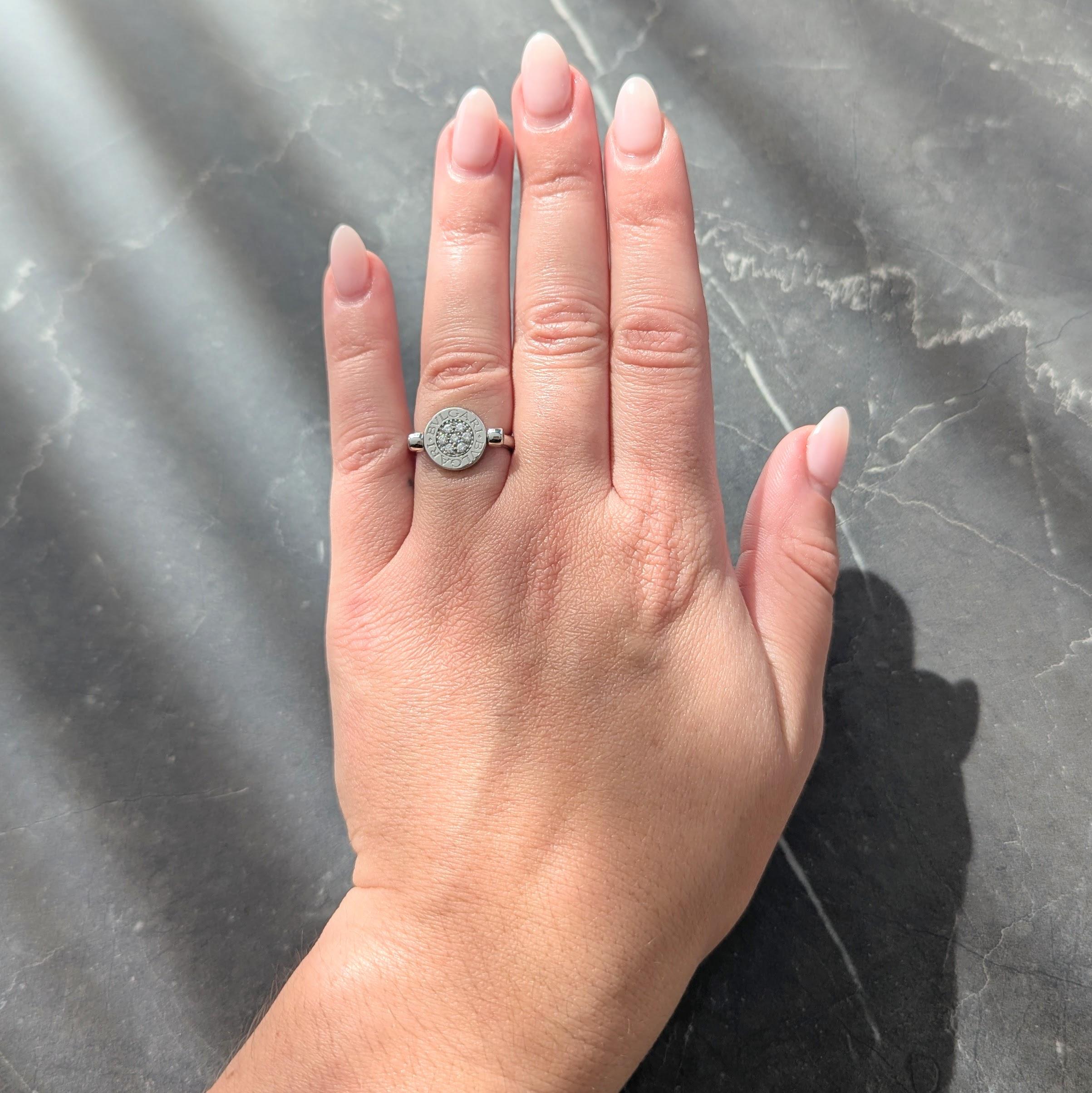 Bulgari Diamond Onyx 18 Karat White Gold Flip Signet Ring