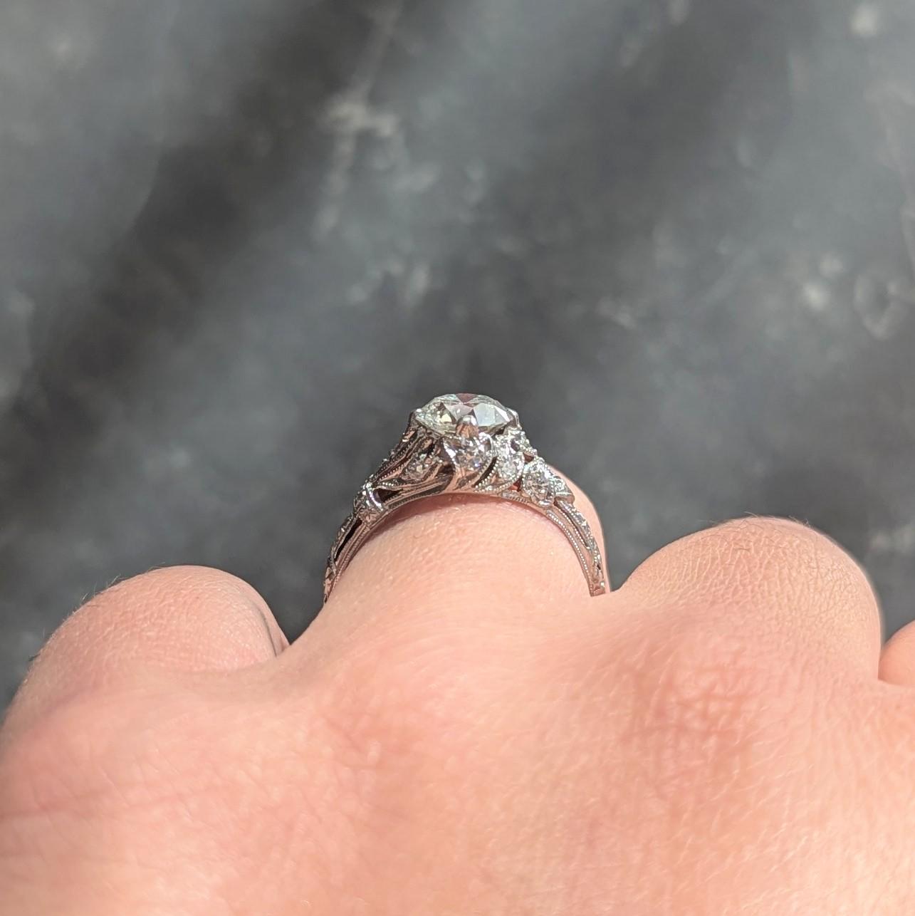 Edwardian European Diamond Platinum Antique Lily-of-the-Valley Engagement Ring