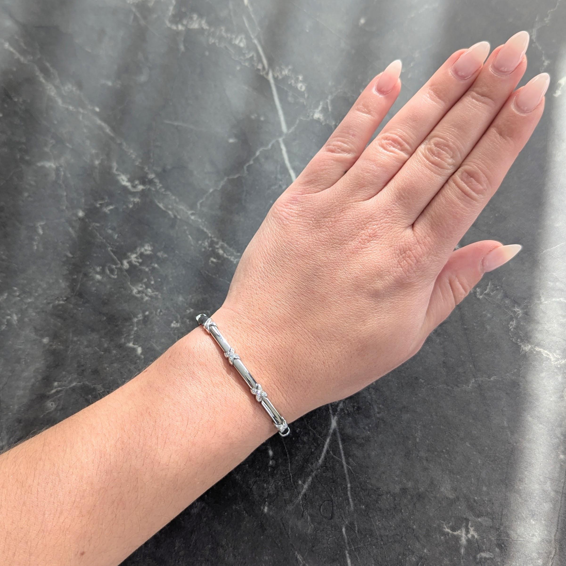 Tiffany & Co. 2000's 0.50 Diamond 18 Karat White Gold X Link Bracelet