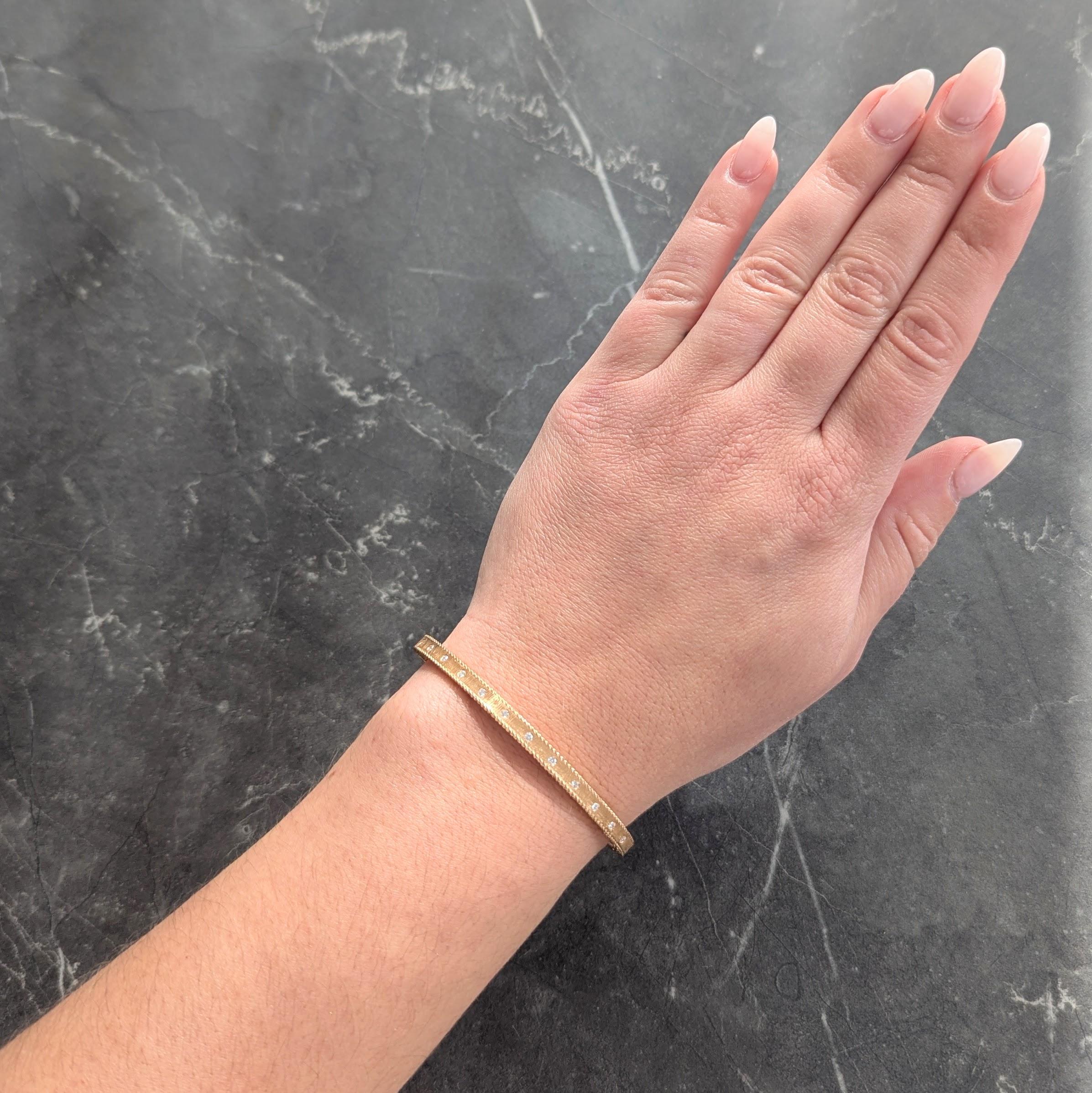 Roberto Coin Diamond 18 Karat Rose Gold Vintage Princess Bangle Bracelet