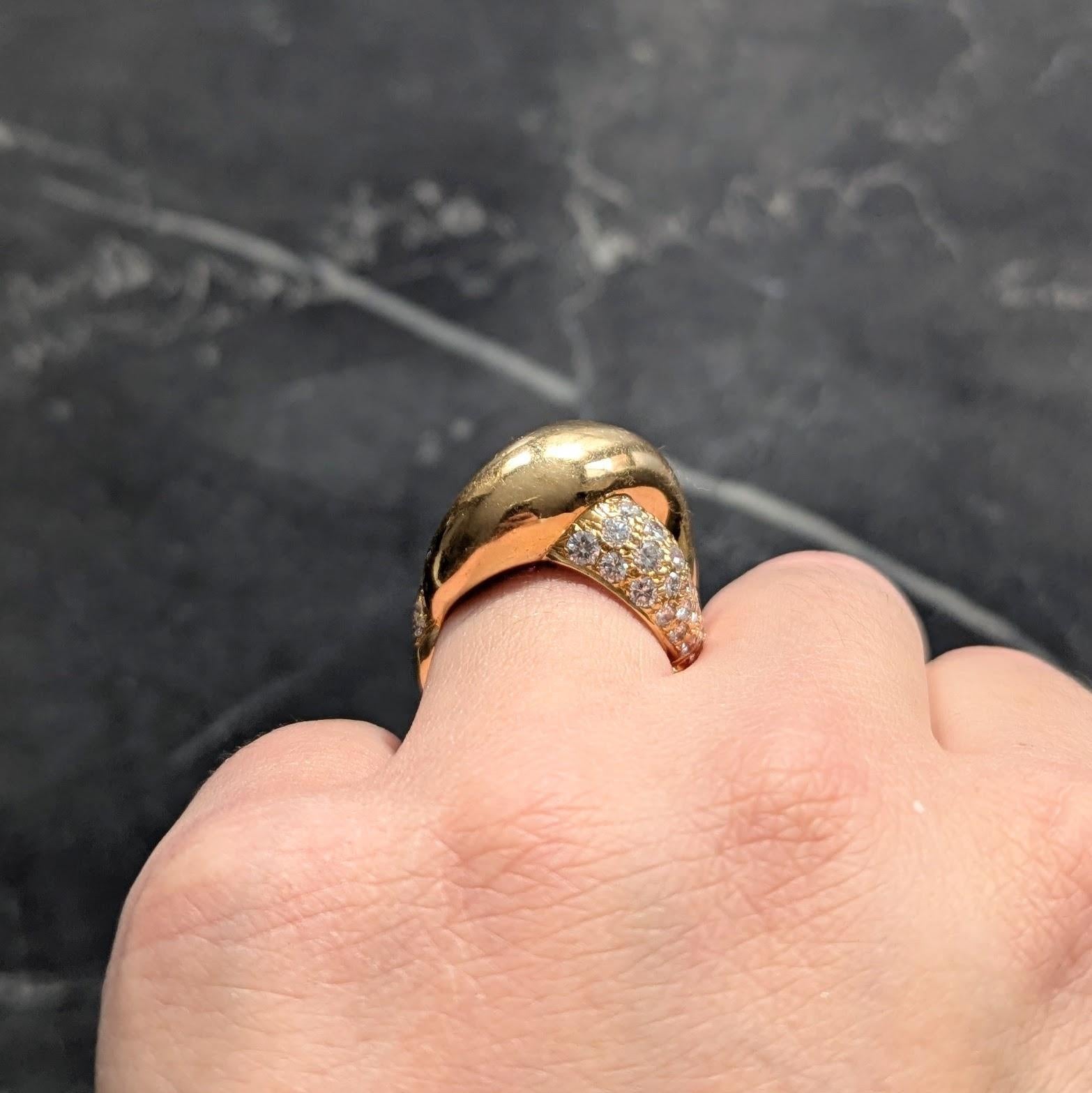 Cartier 1980's 3.00 CTW Diamond 18K Gold Vintage Twisting Pavé Puffy Band Ring