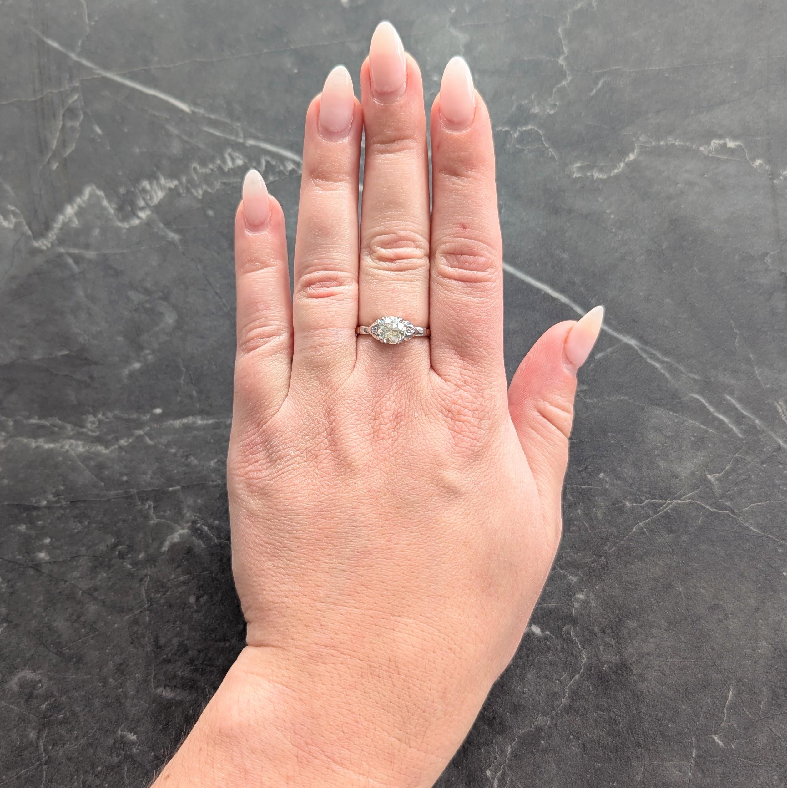 Retro 1.28 CTW Old Mine Diamond 14K Gold Vintage Floral Engagement Ring