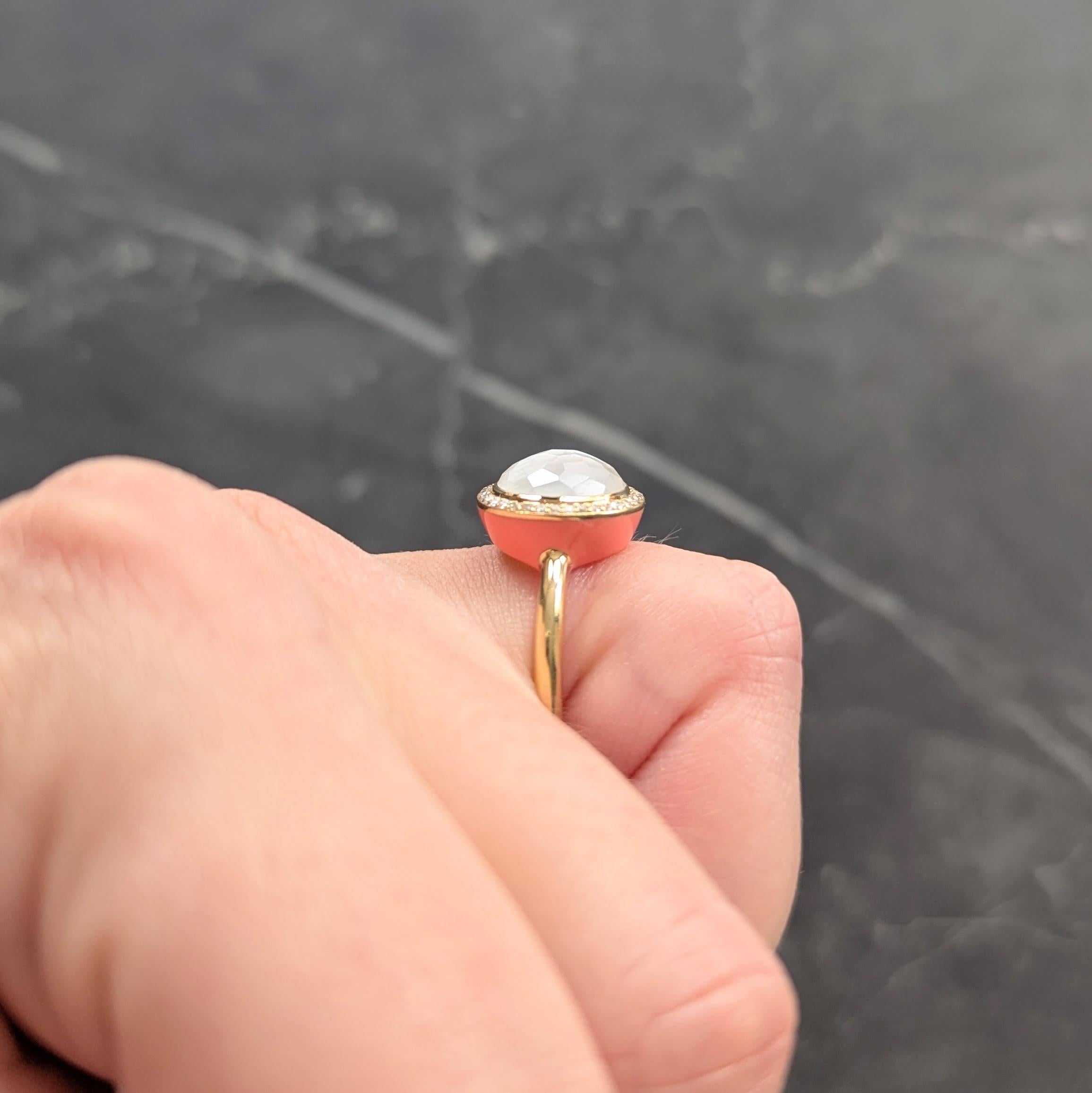 Ippolita Contemporary Diamond Mother-Of-Pearl Quartz Enamel 18K Lollipop Ring