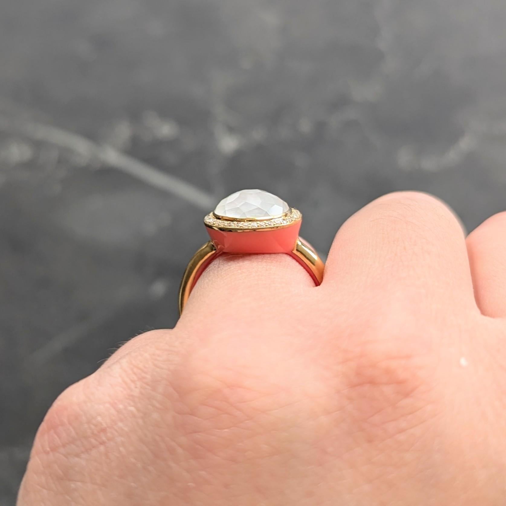 Ippolita Contemporary Diamond Mother-Of-Pearl Quartz Enamel 18K Lollipop Ring