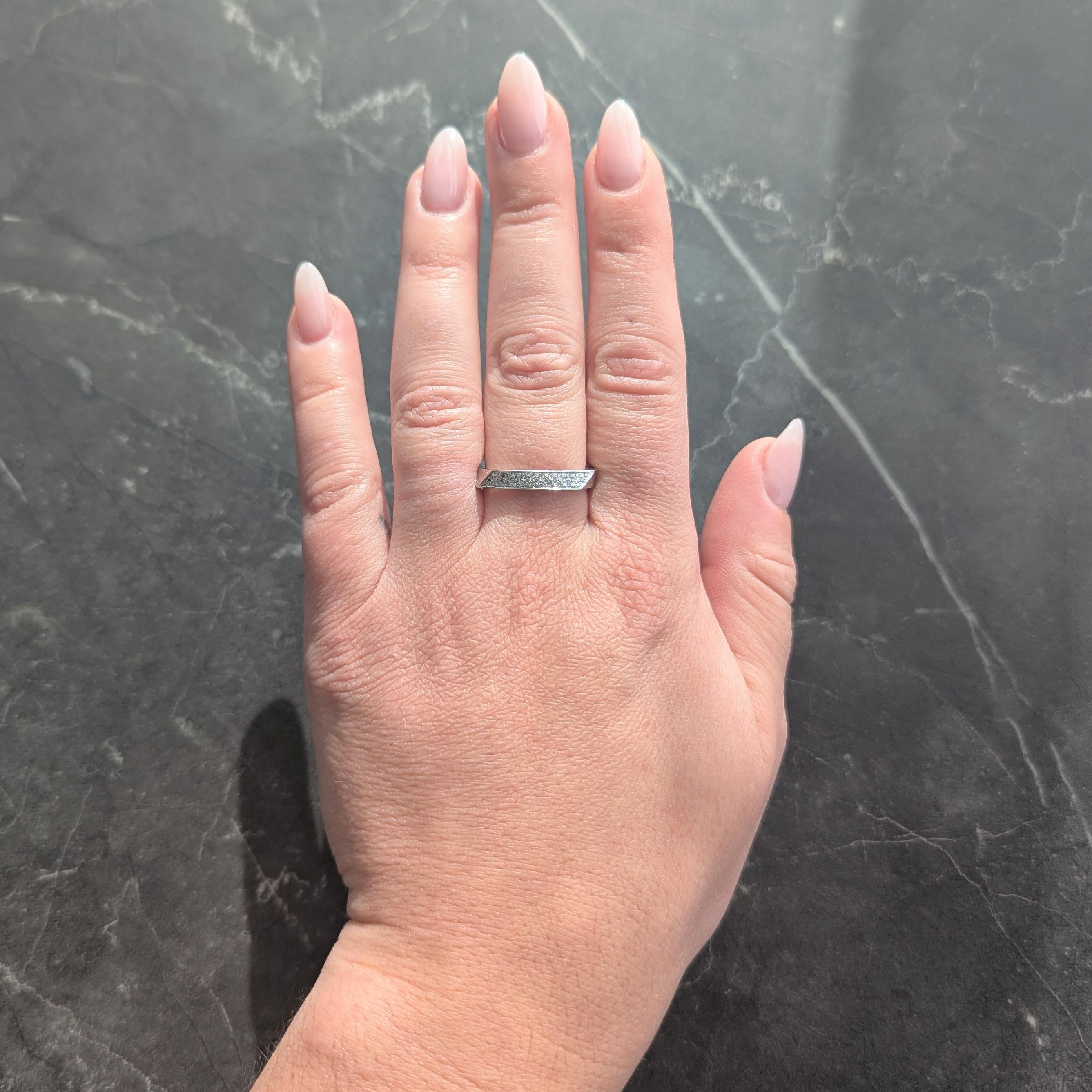 Frank Gehry Tiffany & Co. 1990's Diamond 18K White Gold Square Torque Band Ring