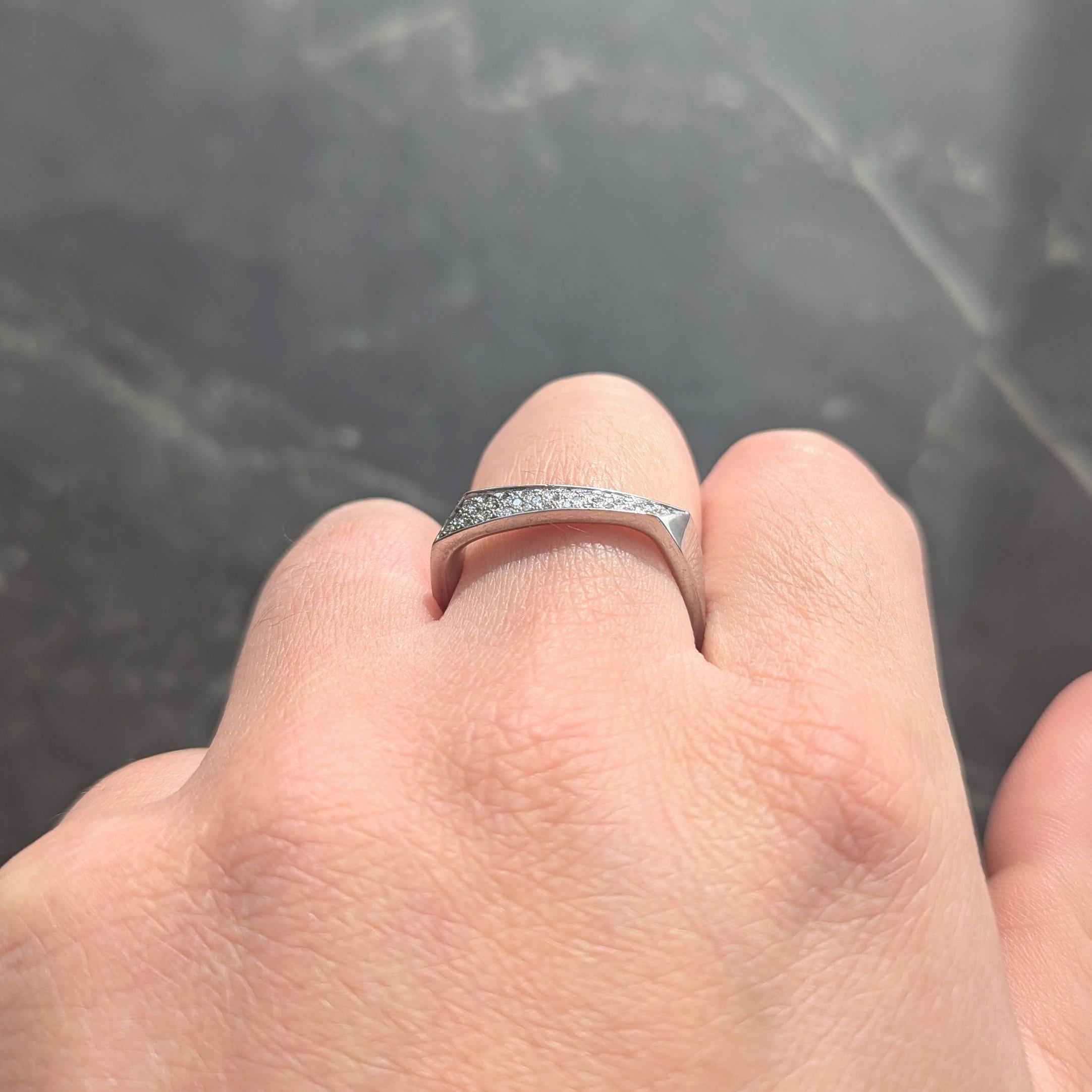 Frank Gehry Tiffany & Co. 1990's Diamond 18K White Gold Square Torque Band Ring