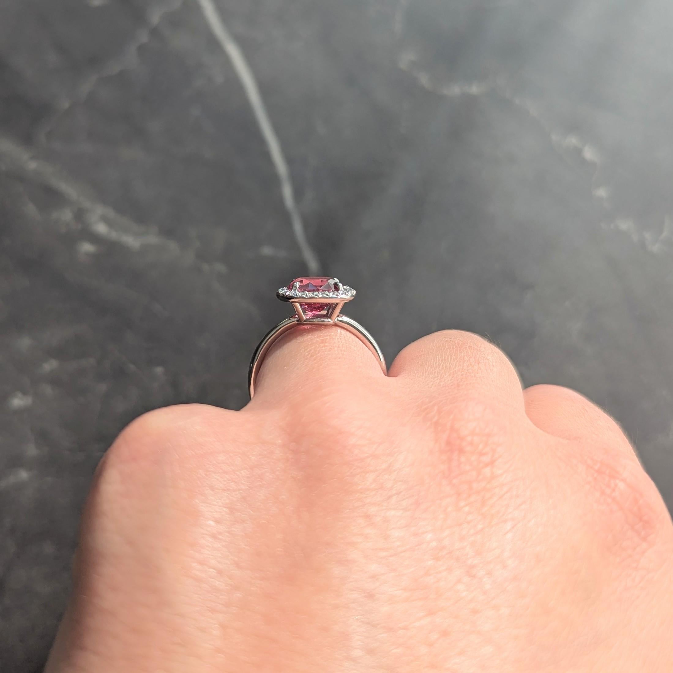 Contemporary 2.85 CTW Spinel Diamond Platinum Cushion Halo Ring