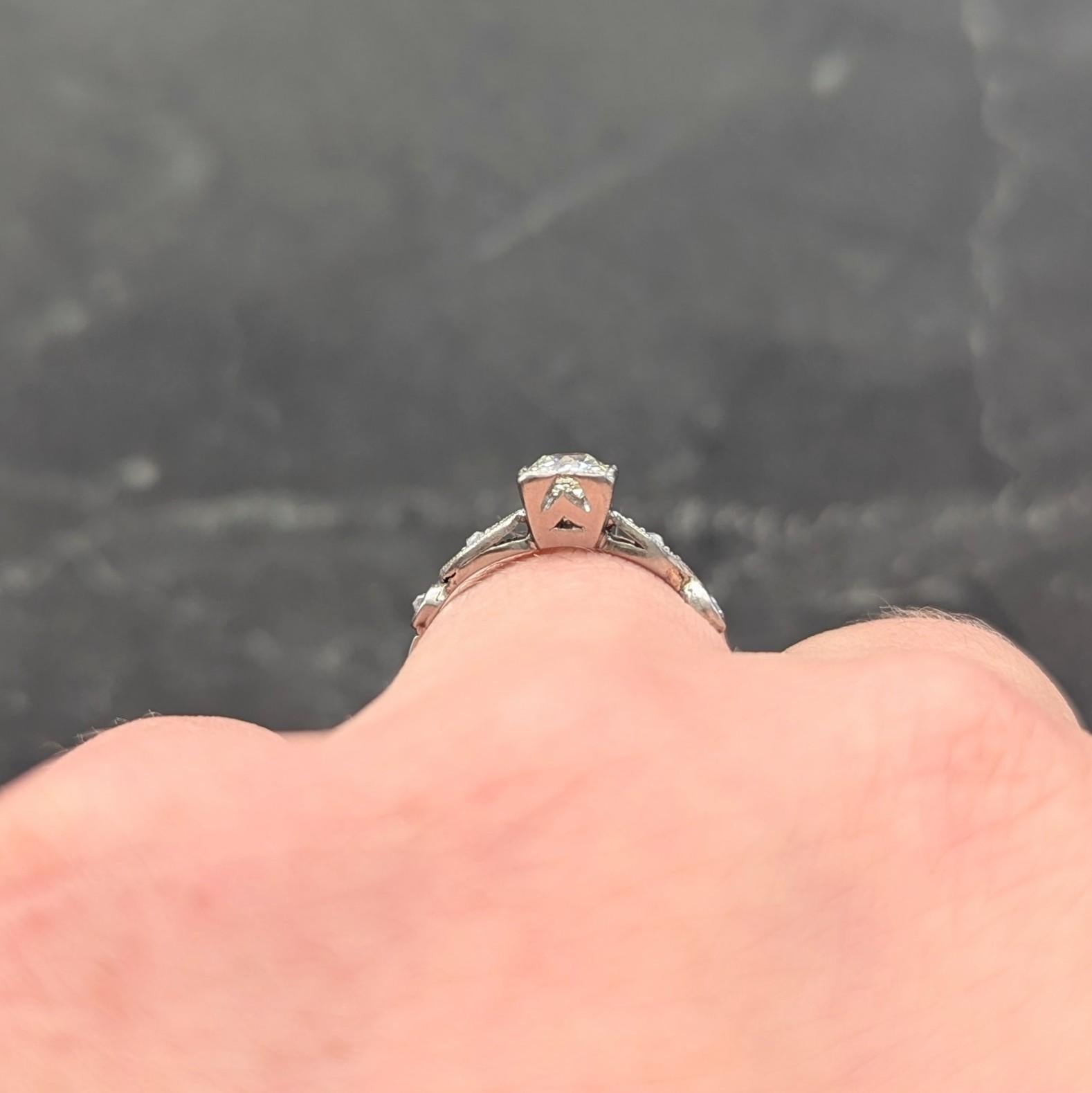 Retro 0.43 CTW Old Mine Diamond 18 Karat White Gold Vintage Engagement Ring