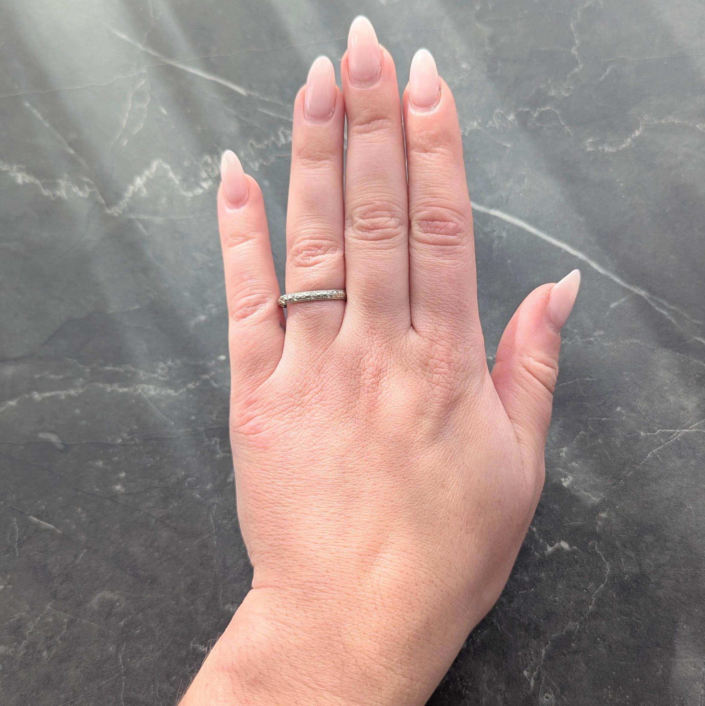 Art Deco 18 Karat White Gold Vintage Orange Blossom Wedding Band Ring