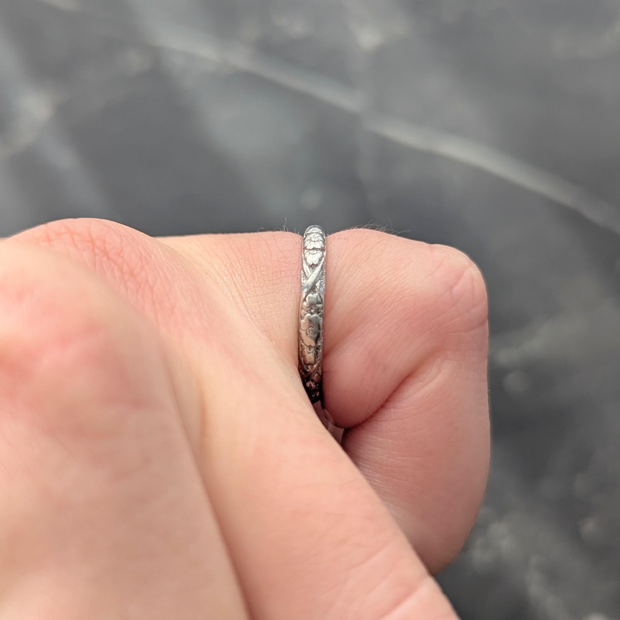 Art Deco Platinum Orange Blossom Wedding Band Ring