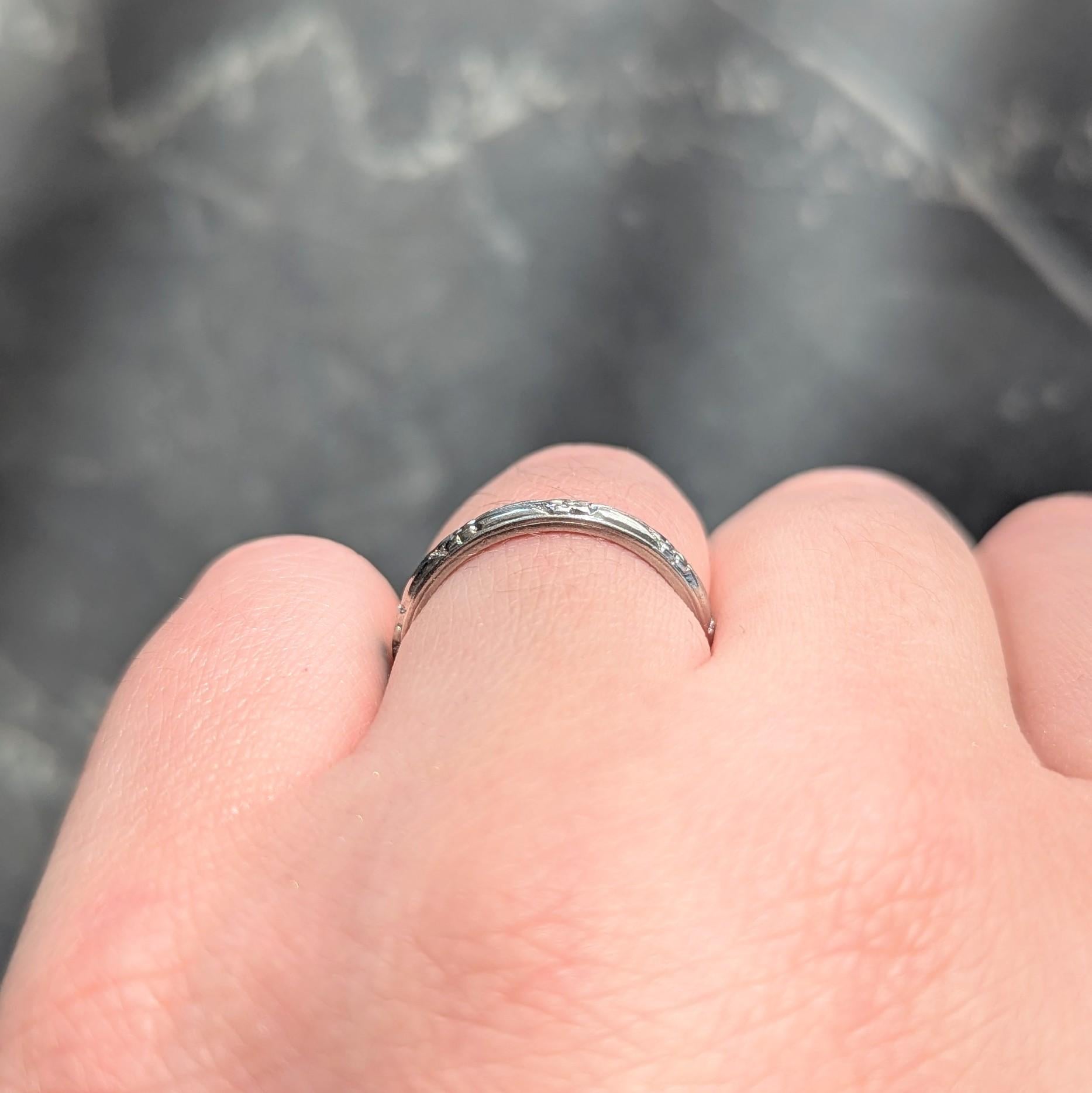 Art Deco Platinum Vintage Orange Blossom Floral Wedding Band Ring