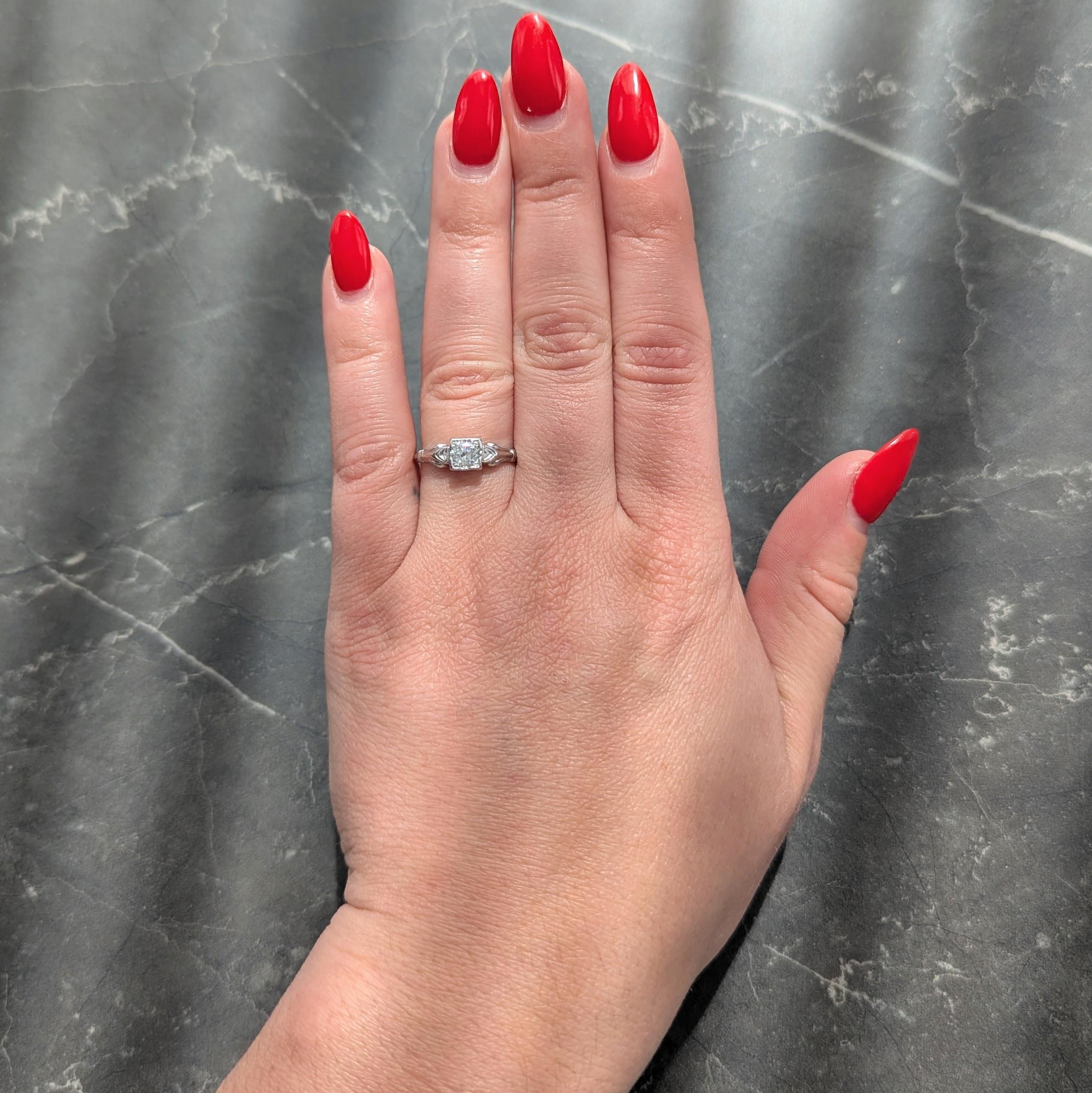 Art Deco Byard Brogan 0.36 CTW Diamond Platinum Square Form Engagement Ring