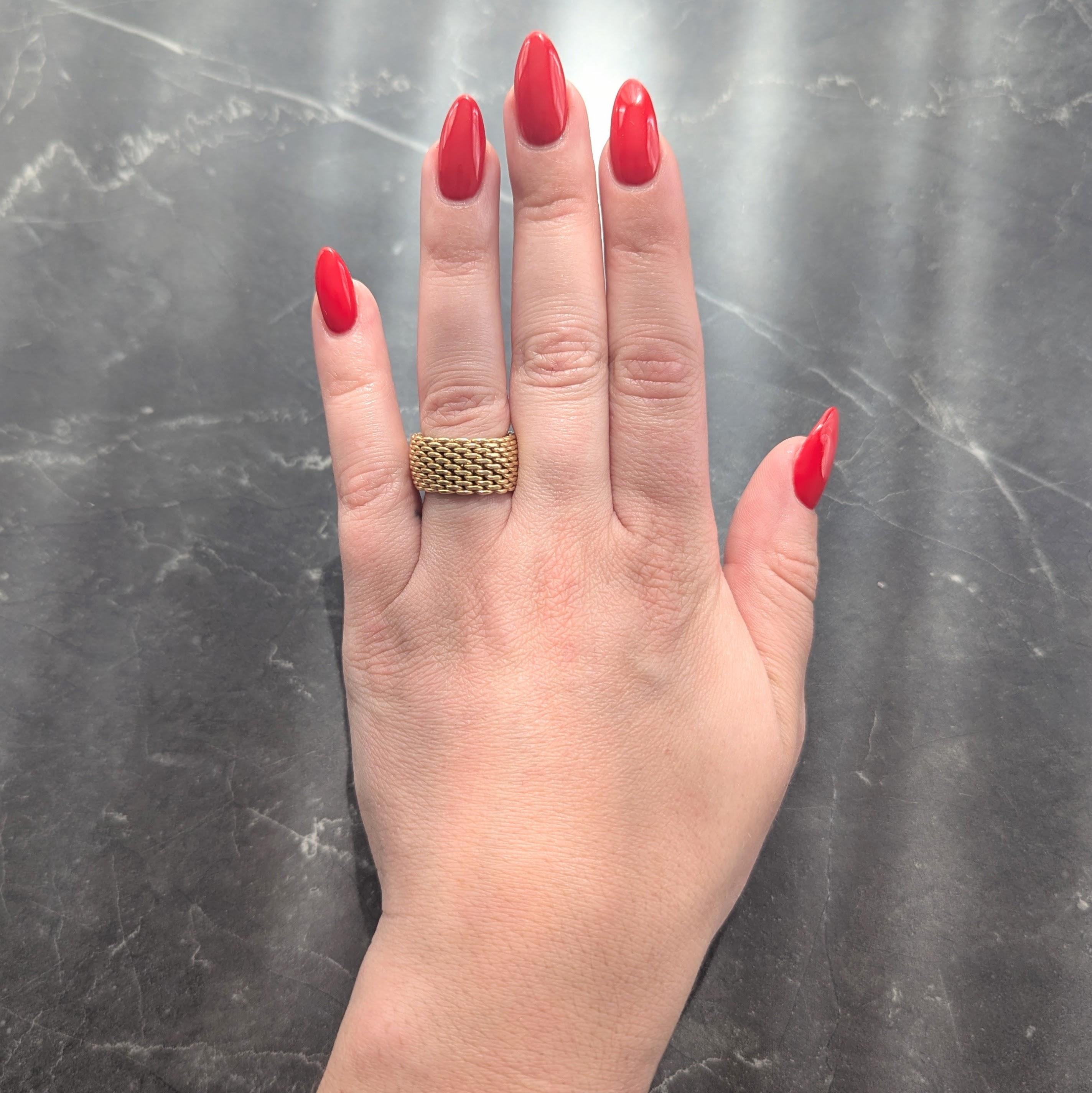 Tiffany & Co. 2000's 18 Karat Yellow Gold Somerset Mesh Band Ring