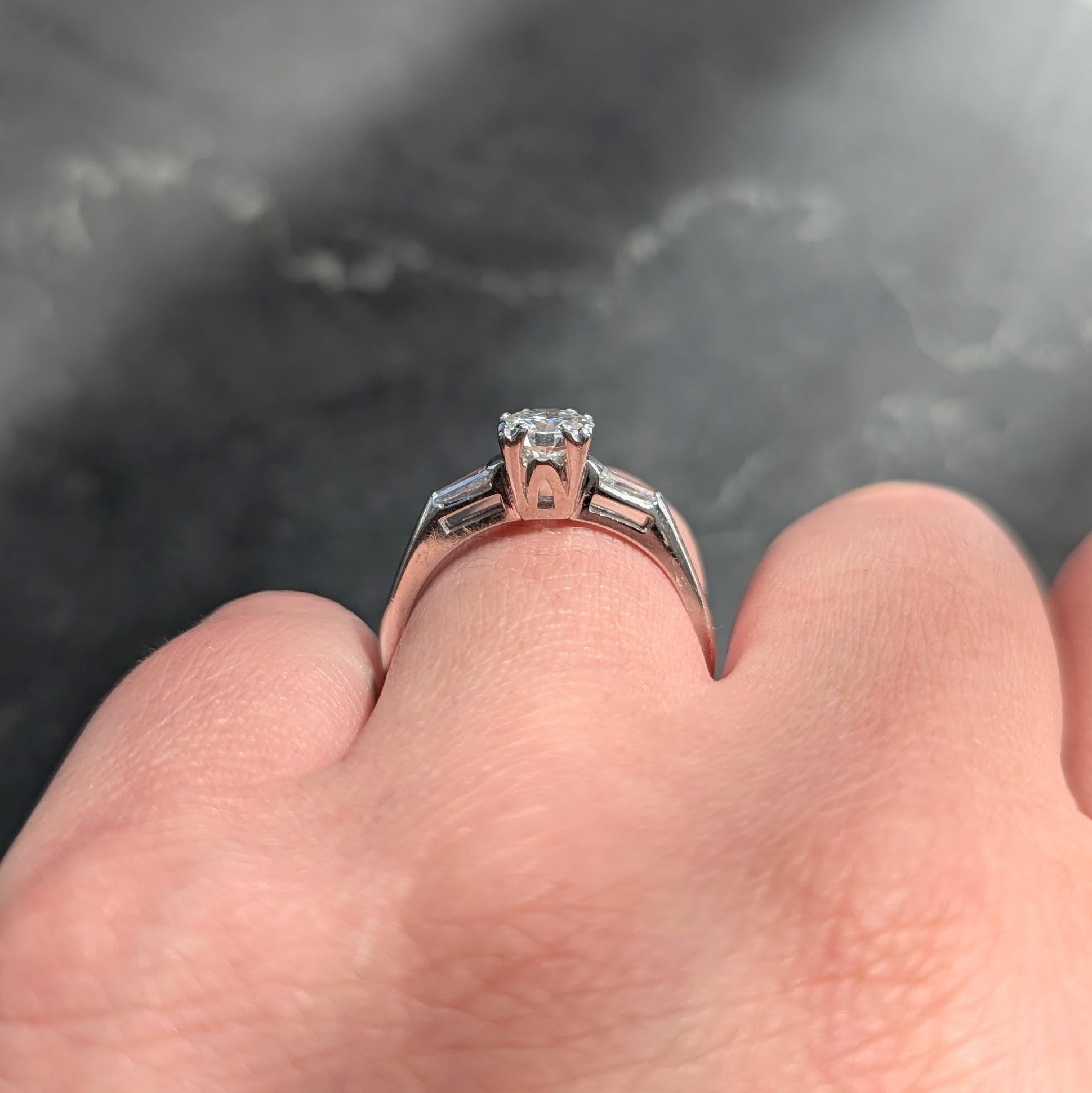 Mid-Century 0.76 CTW Transitional Cut Diamond 14K Gold Vintage Engagement Ring