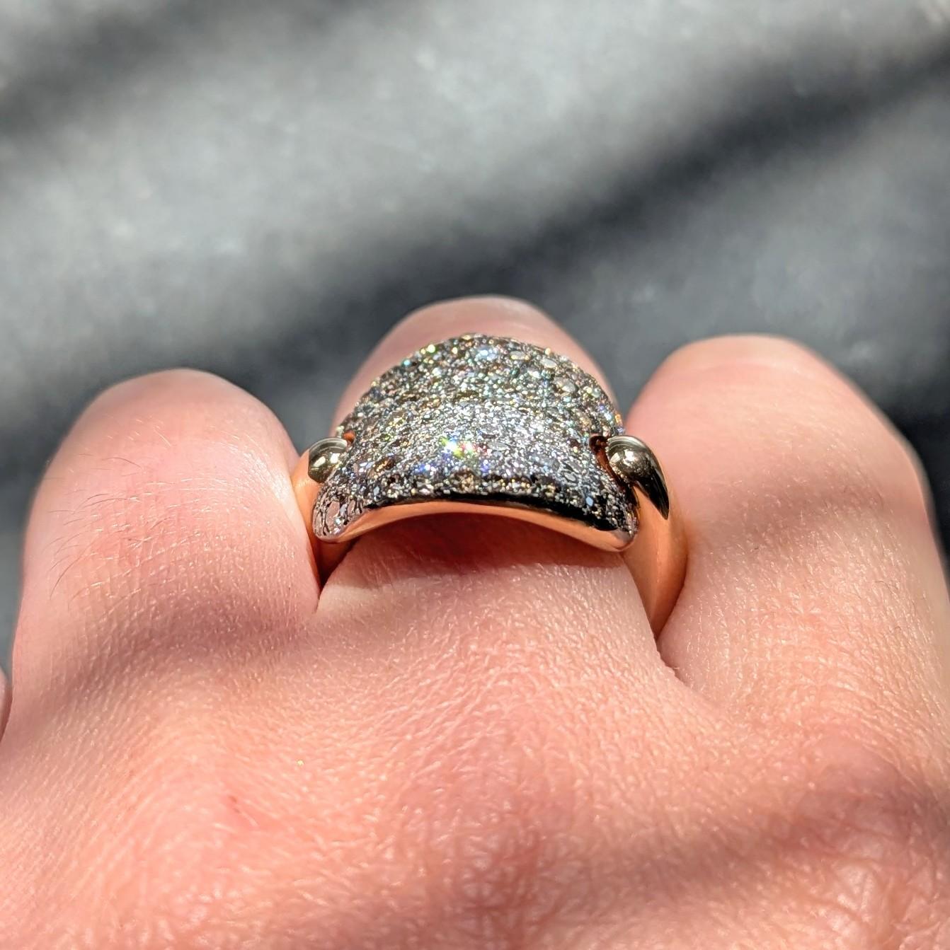 Pomellato 2000's Diamond 18 Karat Two-Tone Gold Contemporary Sabbia Ring