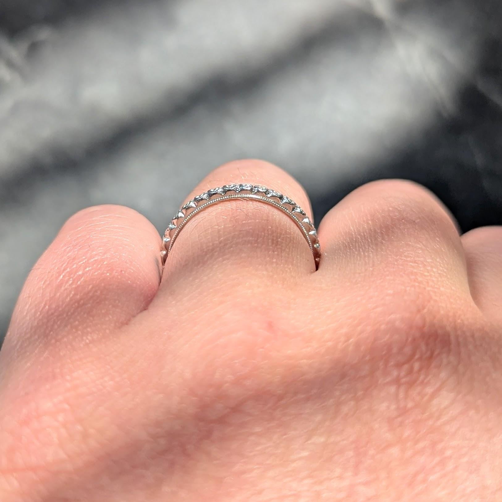 Art Deco White Rose Platinum Vintage Orange Blossom Wedding Band Ring