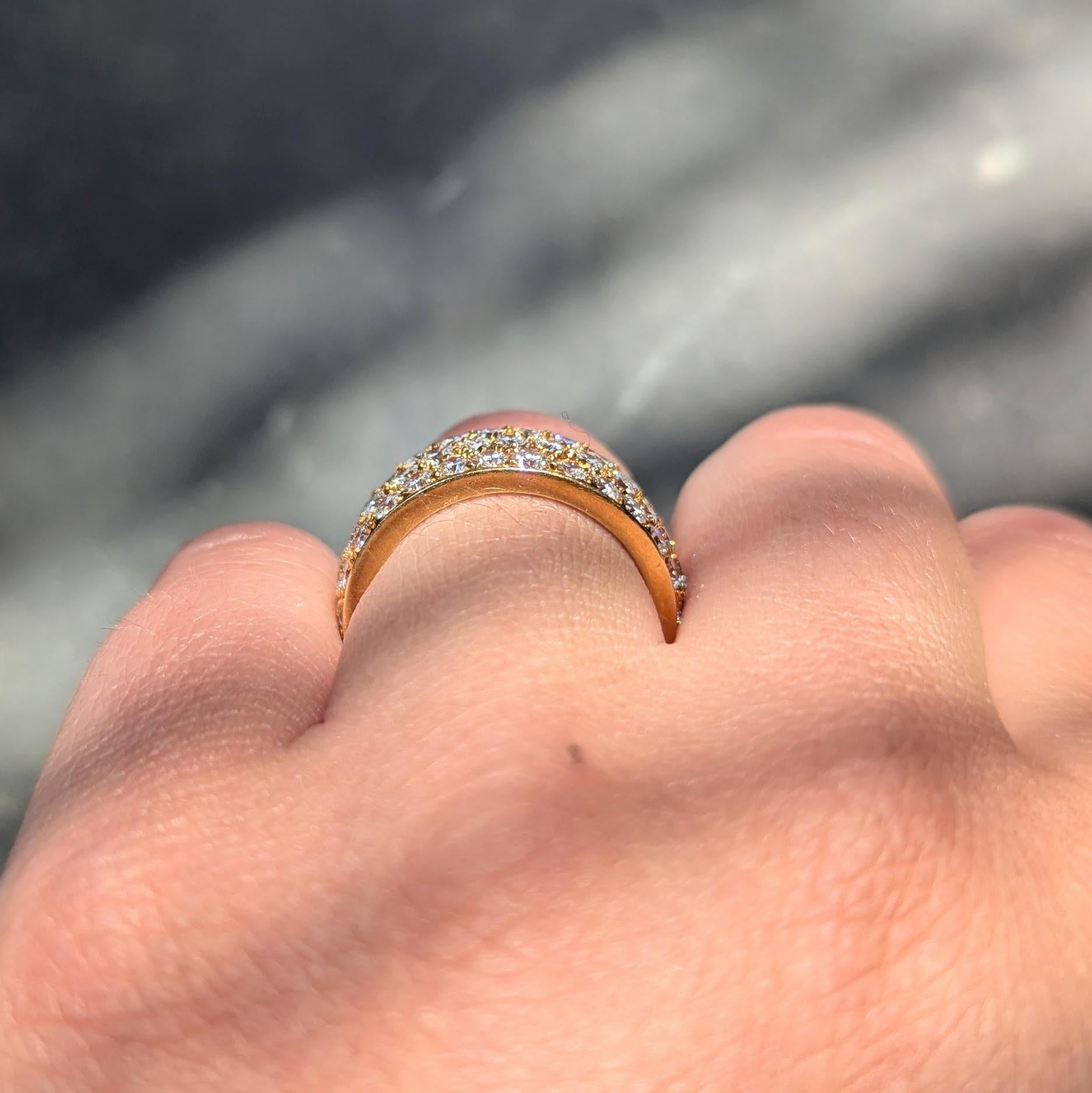 Van Cleef & Arpels 1980's Diamond 18K Yellow Gold Vintage Pavé Band Ring