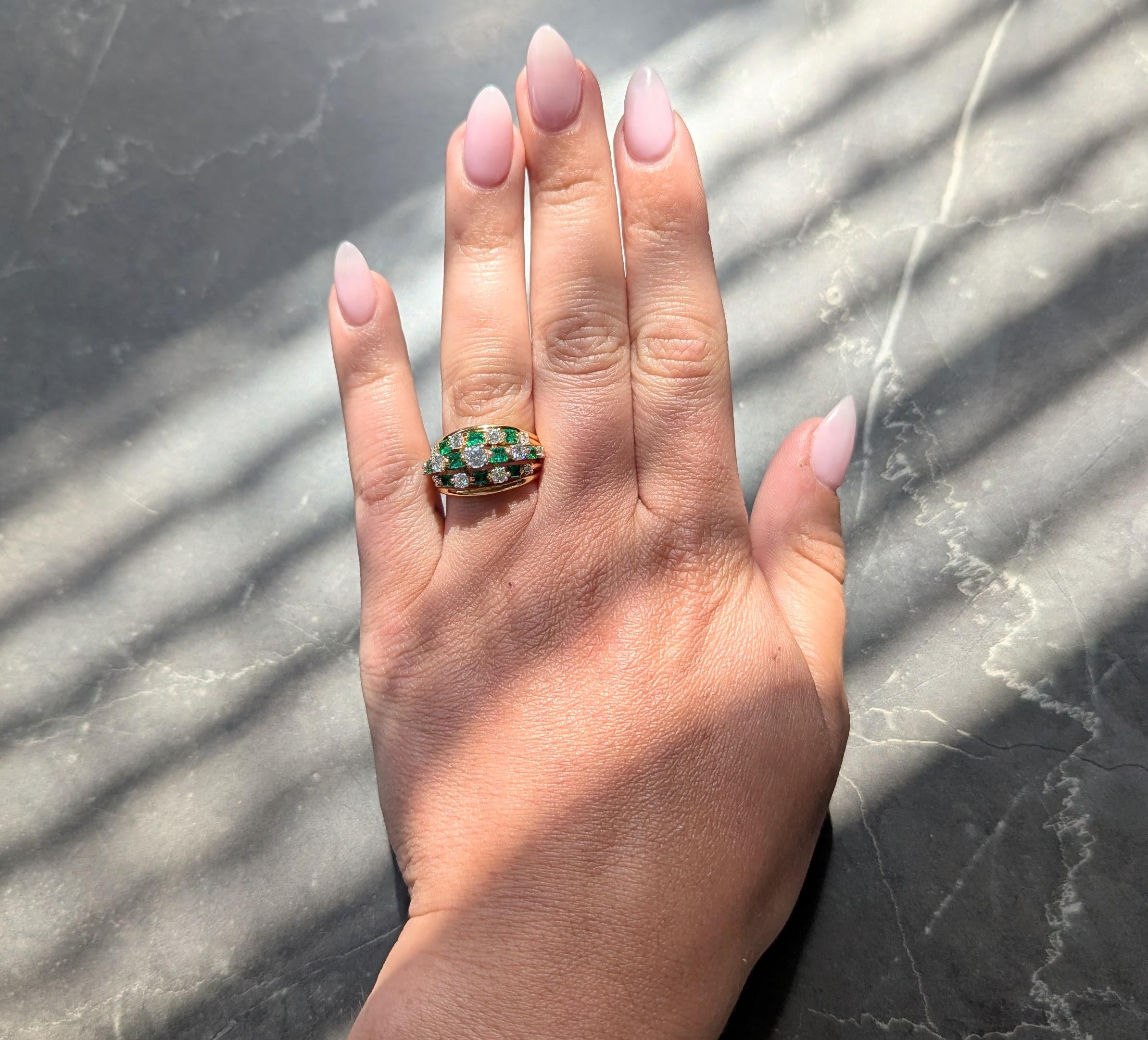 Oscar Heyman 1980 1.80 CTW Emerald Diamond 18K Gold Platinum Vintage Ring