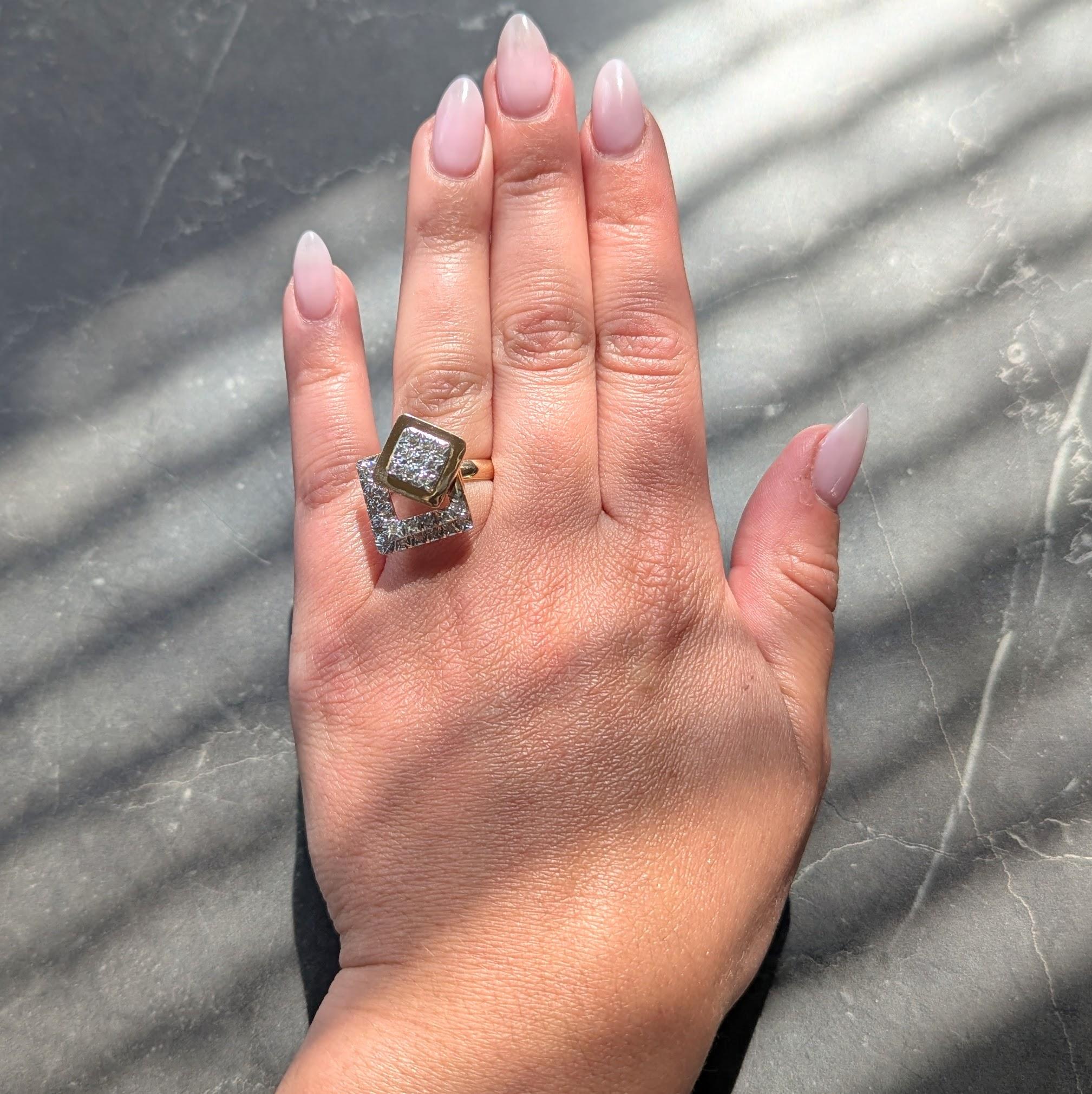 1970's Diamond 14 Karat Two-Tone Gold Vintage Kinetic Spinner Ring