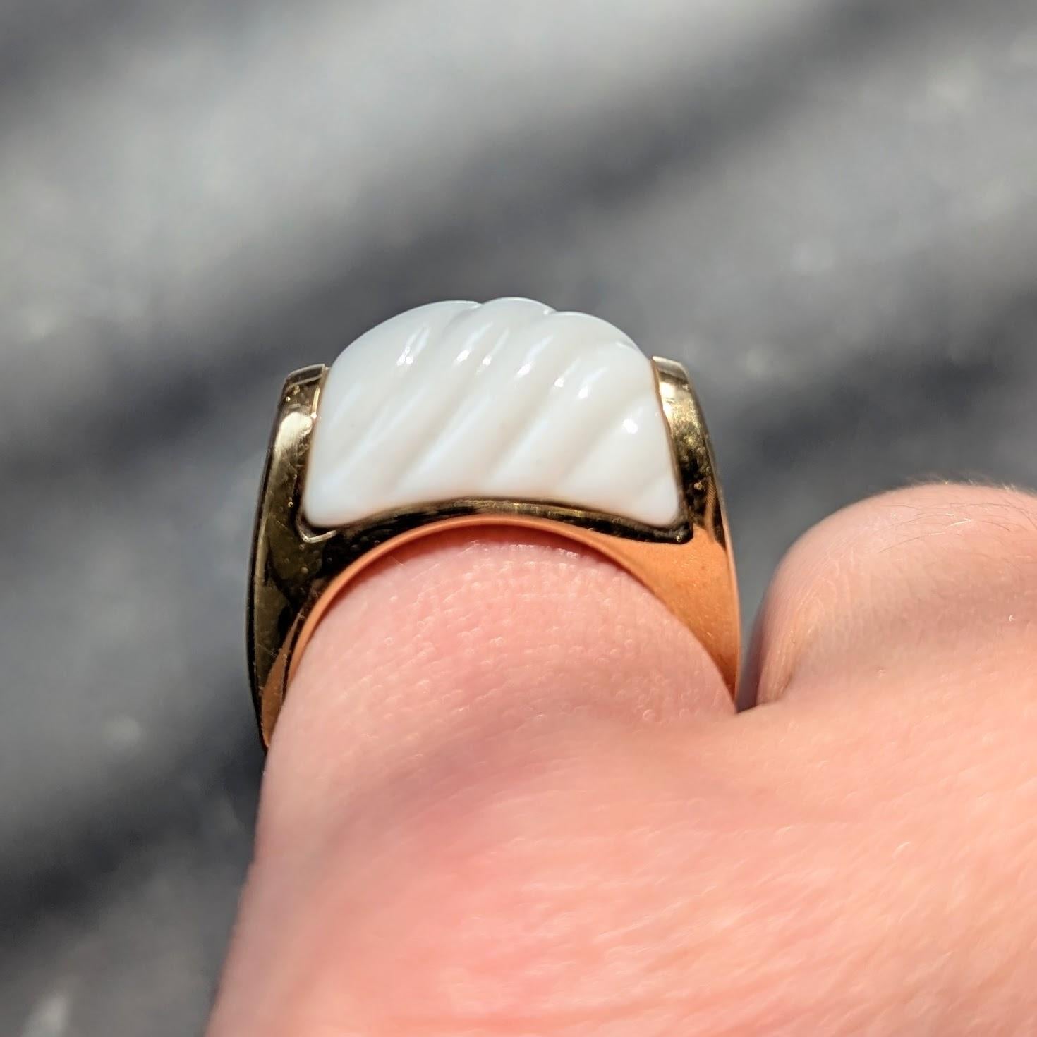 Bvlgari Ceramic 18 Karat Yellow Gold Vintage Chandra Ring