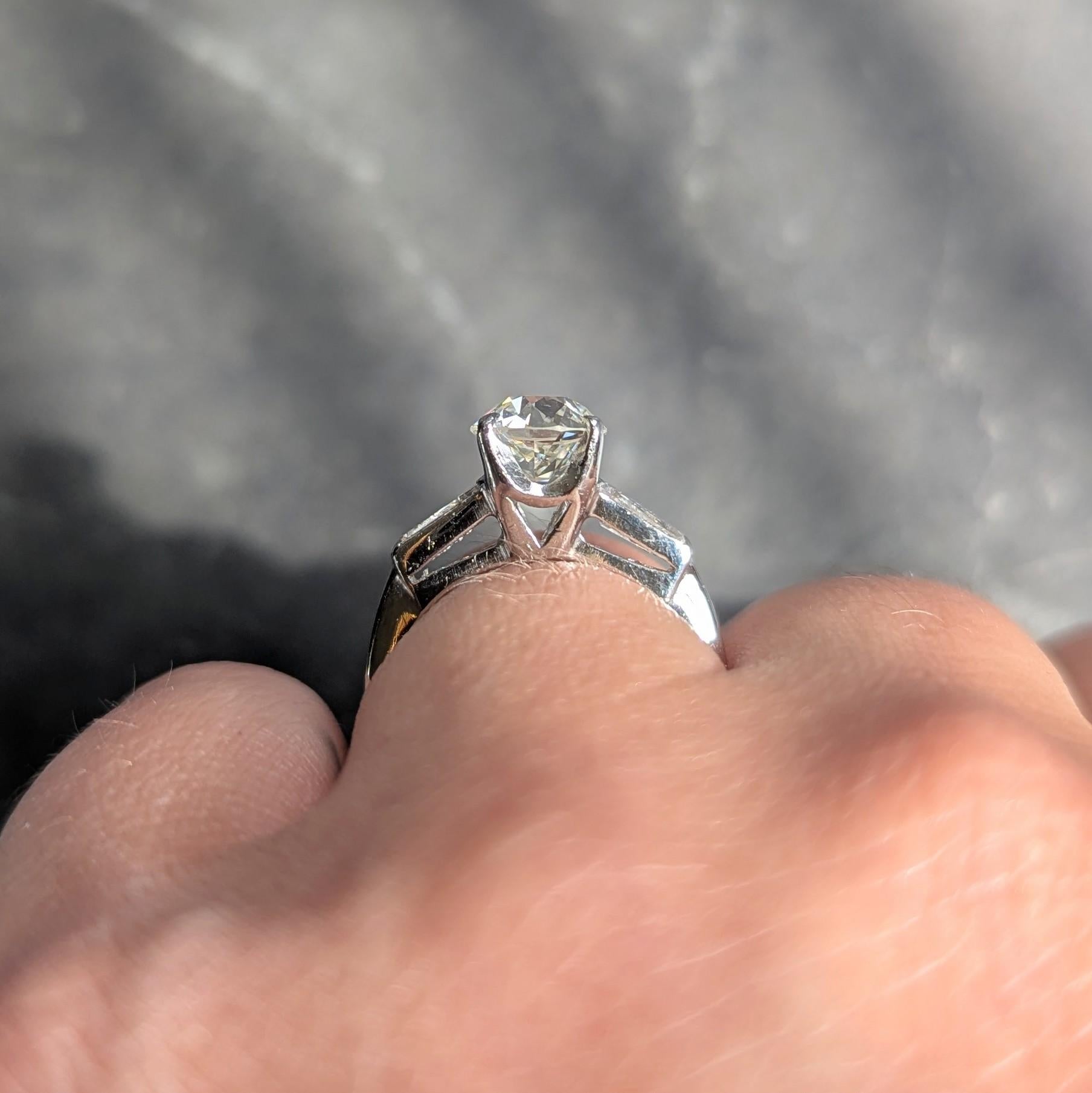 Mid-Century 1.81 CTW Old European Diamond Platinum Vintage Engagement Ring GIA