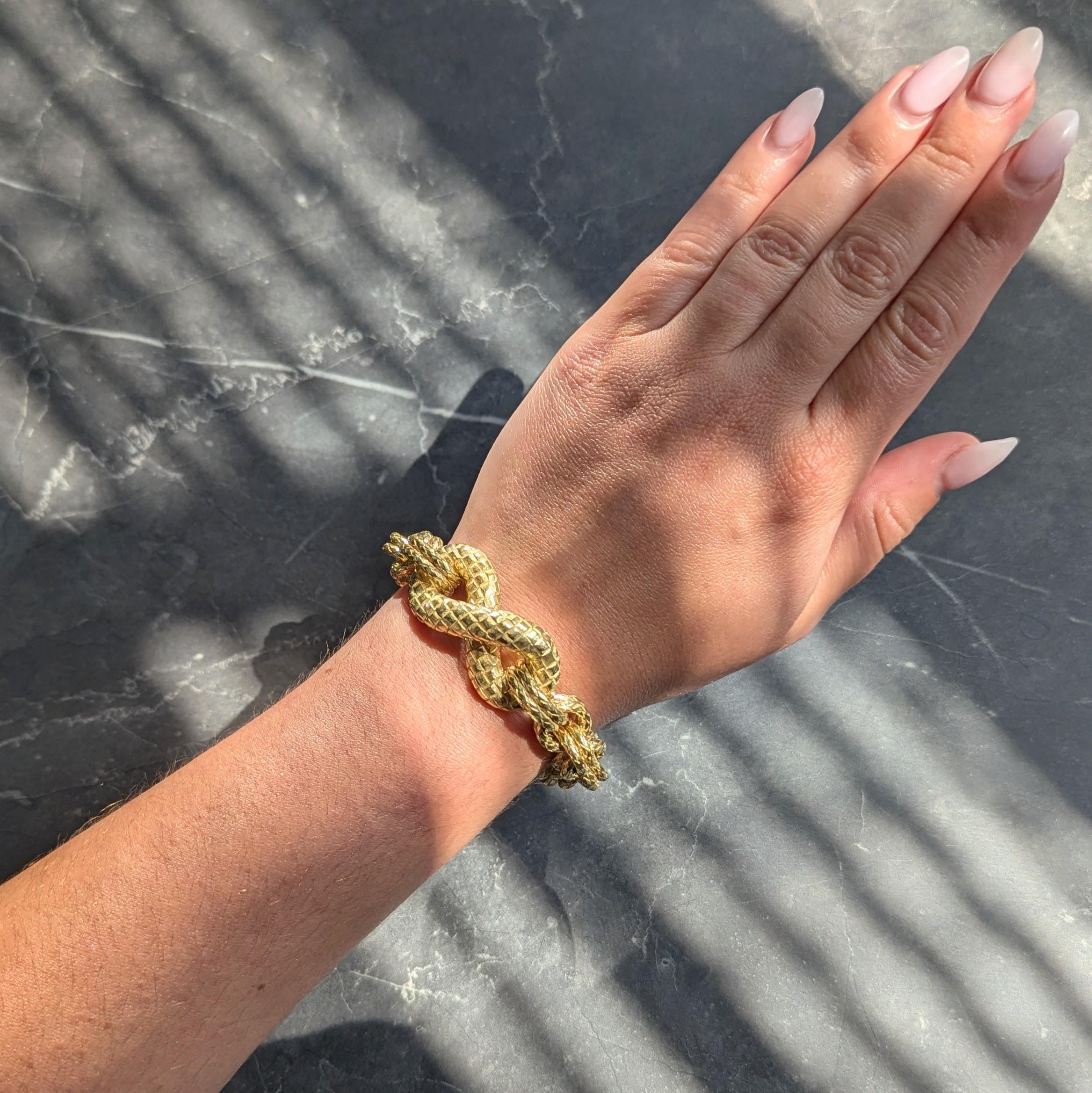 Bottega Veneta 18K Yellow Gold Vintage Torcello Woven Infinity Link Bracelet