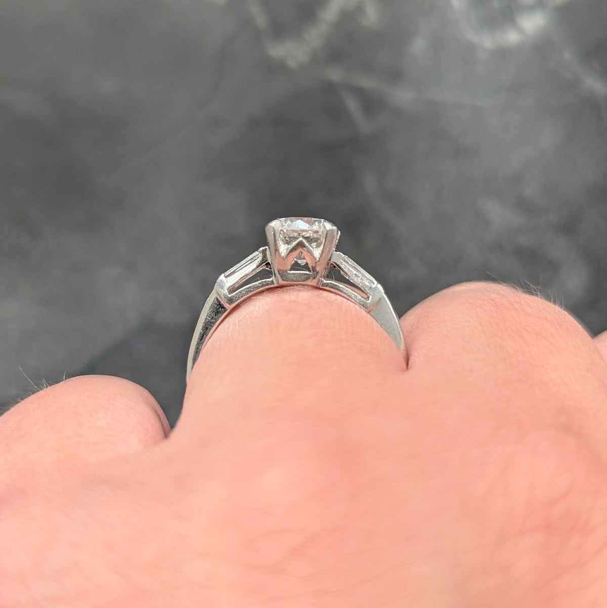 Mid-Century 1.50 CTW Transitional Cut Diamond Platinum Vintage Engagement Ring