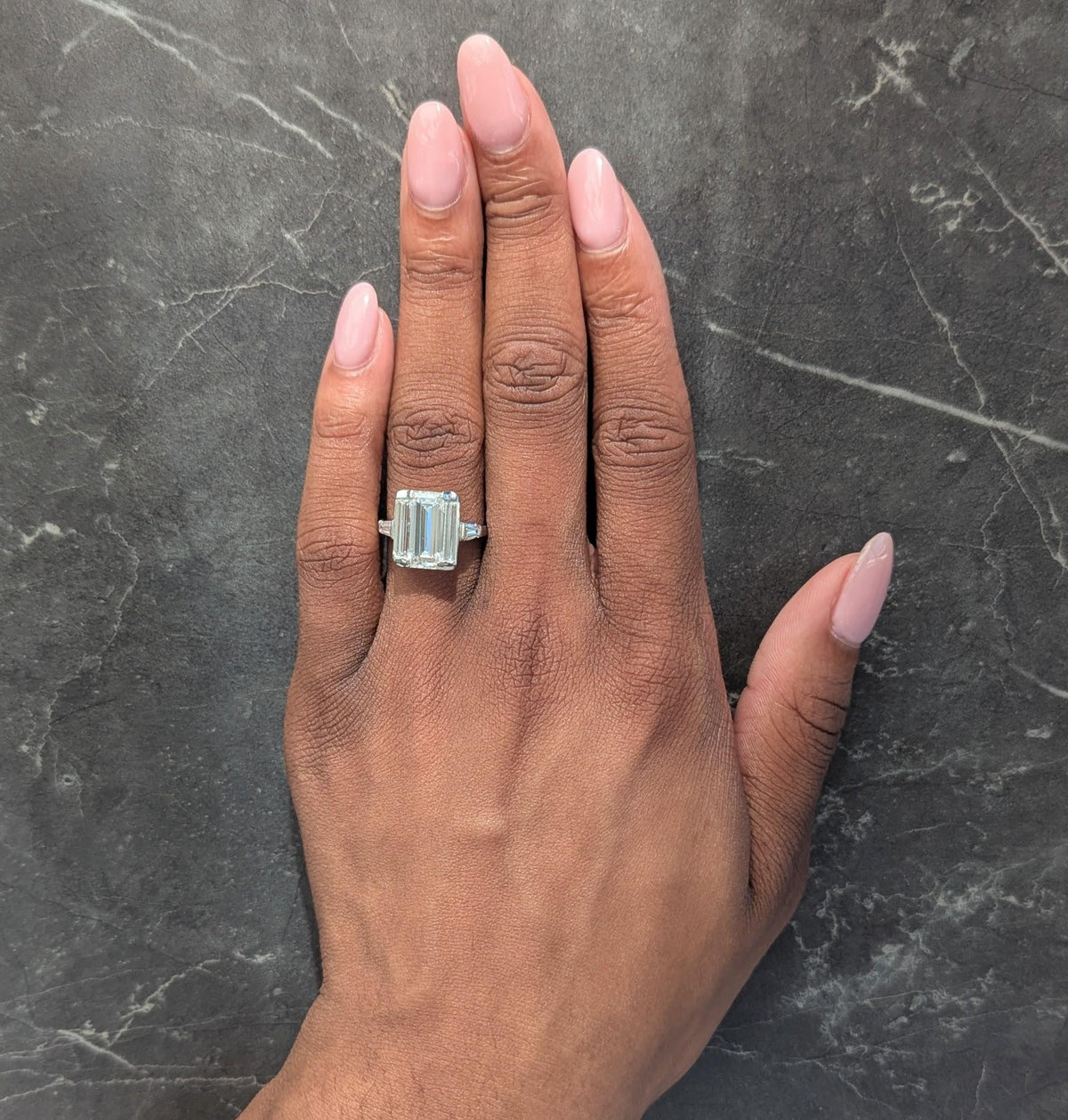Vintage 4.25 CTW Elongated Emerald Cut Diamond Platinum Engagement Ring GIA