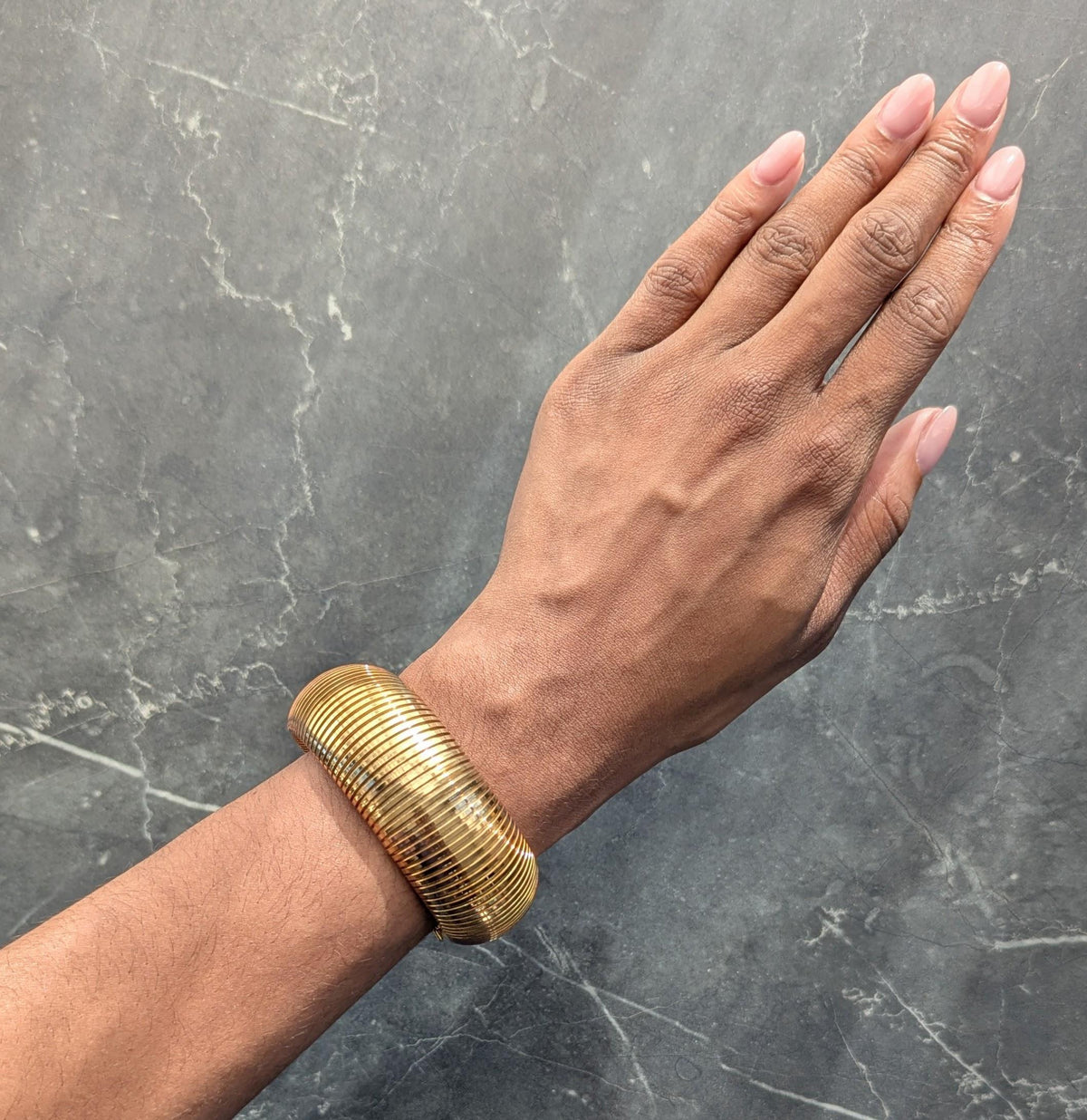 1960's 14 Karat Yellow Gold Vintage Wide Tubogas Bracelet