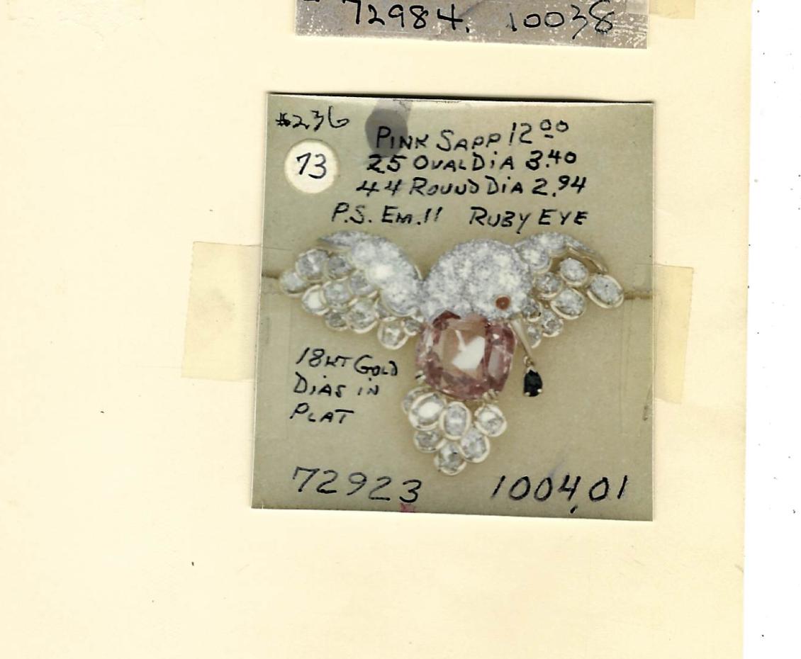 Oscar Heyman Vintage Ceylon Sapphire Multi-Gem Platinum 18K Hummingbird Brooch