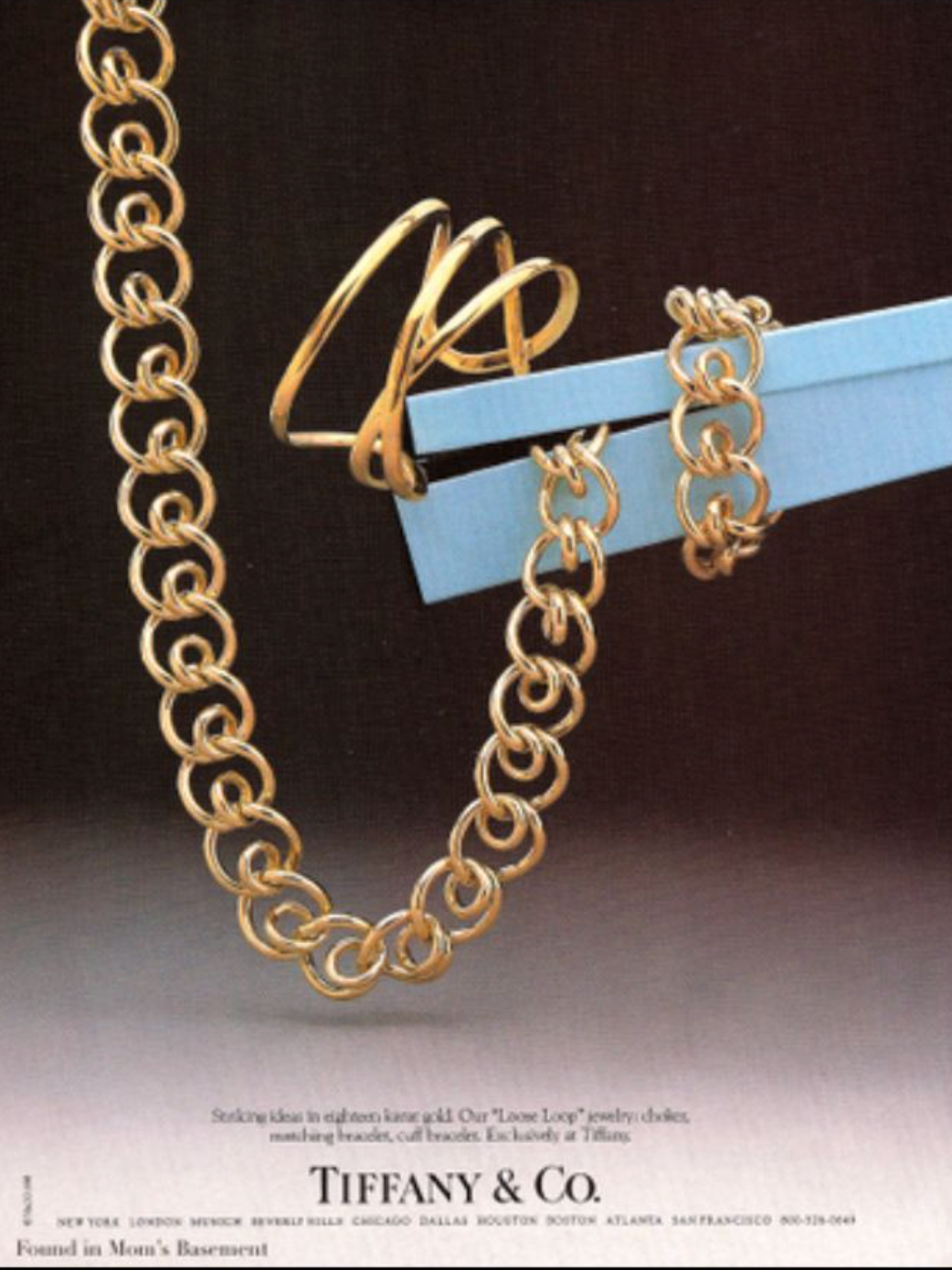 Tiffany & Co. 1980 18 Karat Yellow Gold Vintage Loose Loop Cuff Bracelet