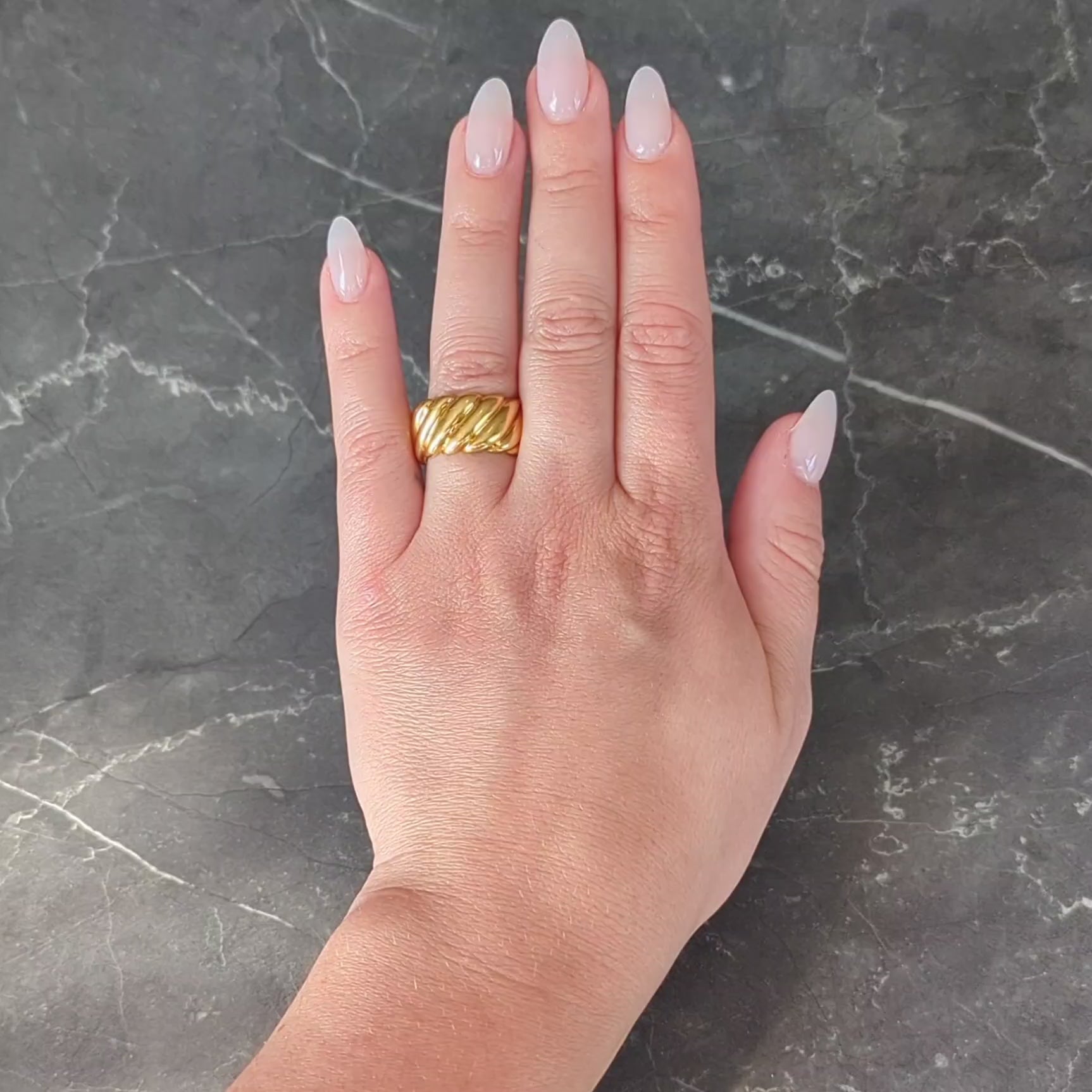 1980's 18 Karat Yellow Gold Puffy Twist Vintage Wide Band Ring