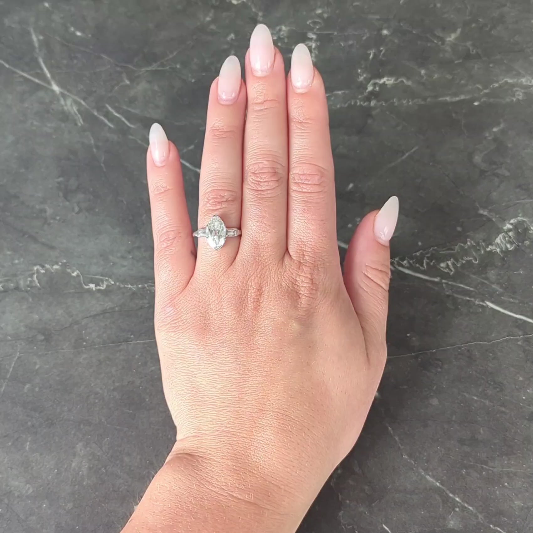 Art Deco 2.65 CTW Marquise Cut Diamond Platinum Vintage Engagement Ring