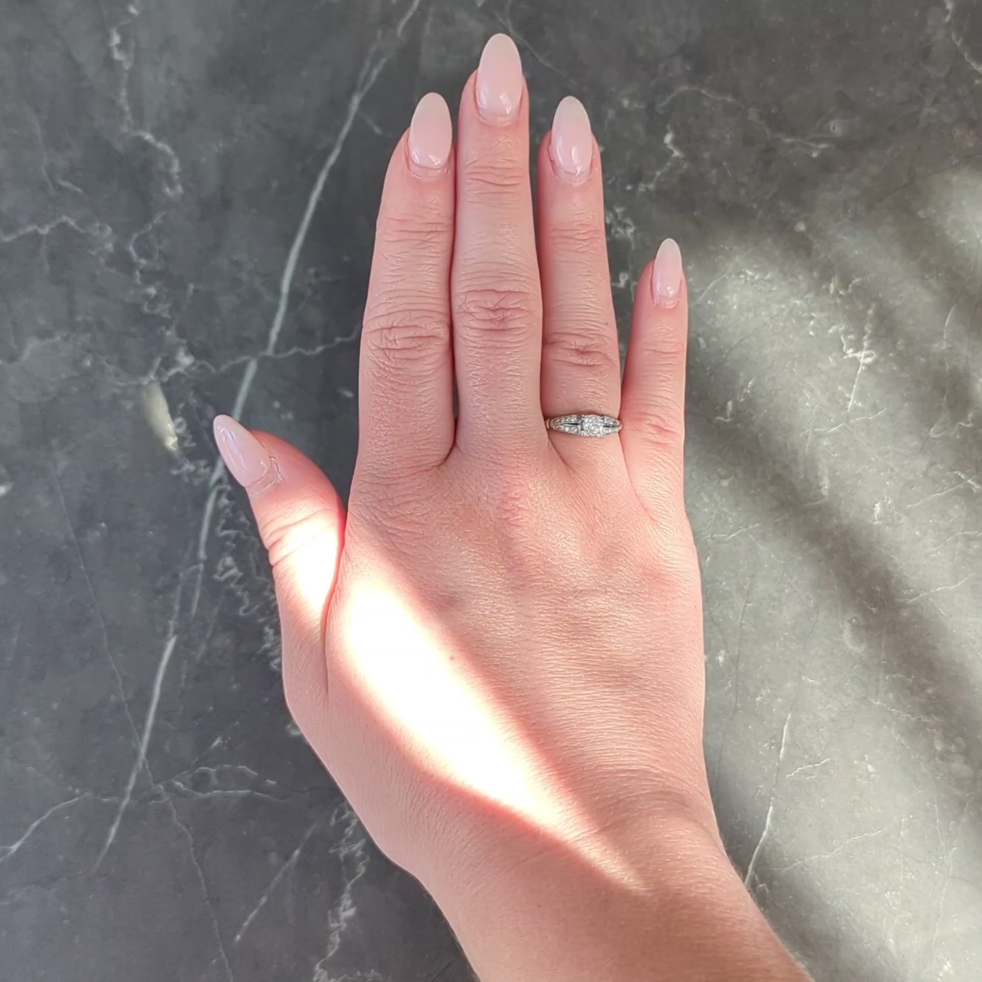 Retro 0.55 CTW Diamond 18 Karat White Gold Vintage Engagement Ring