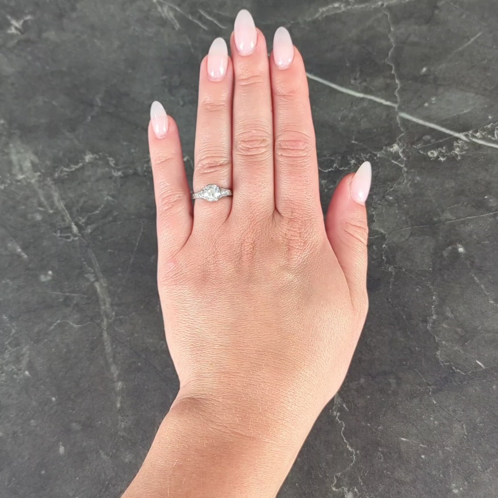 Art Deco 1.21 Old European Diamond Platinum Vintage Scrolling Engagement Ring