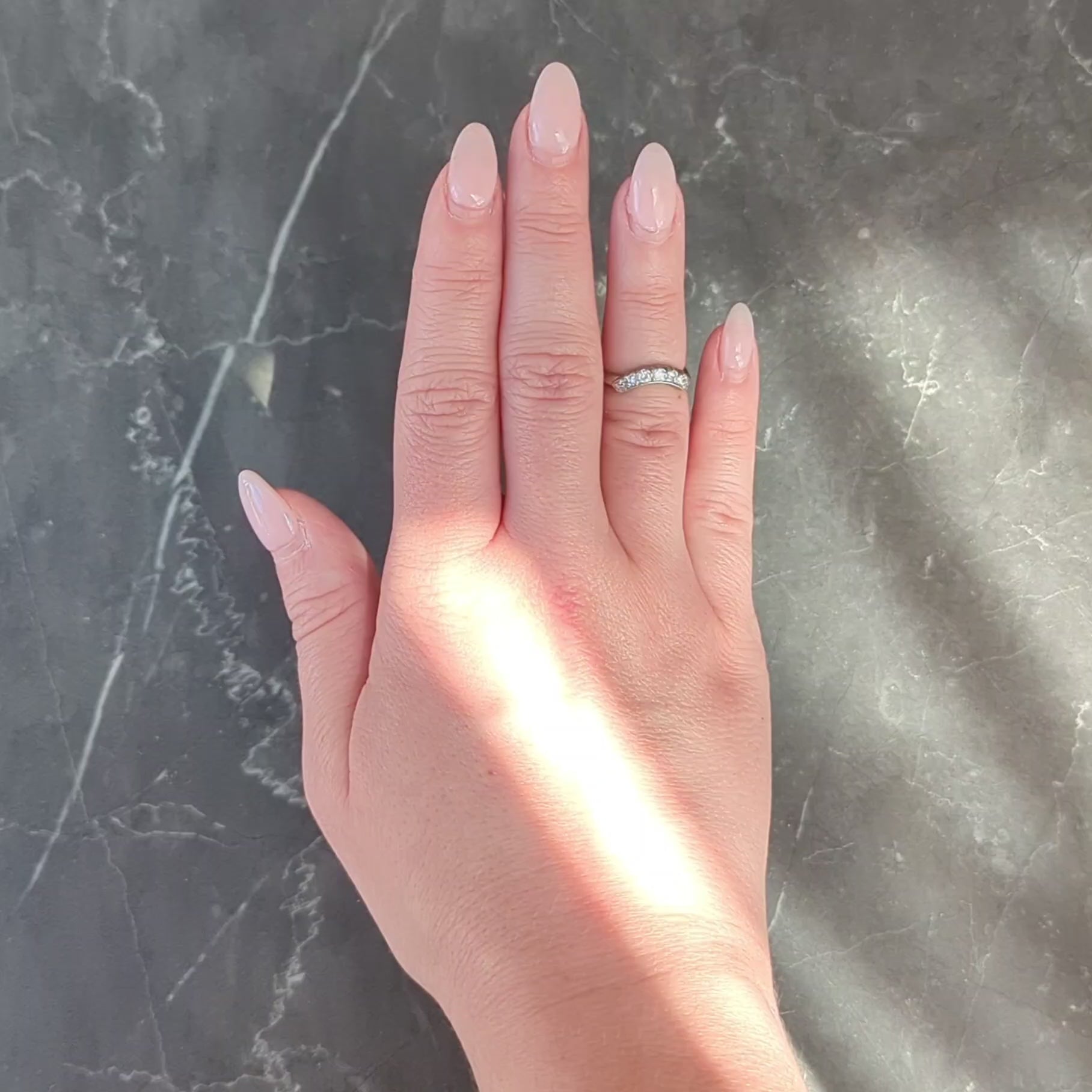 Mid-Century European Diamond Platinum Vintage Fishtail Contour Wedding Band Ring