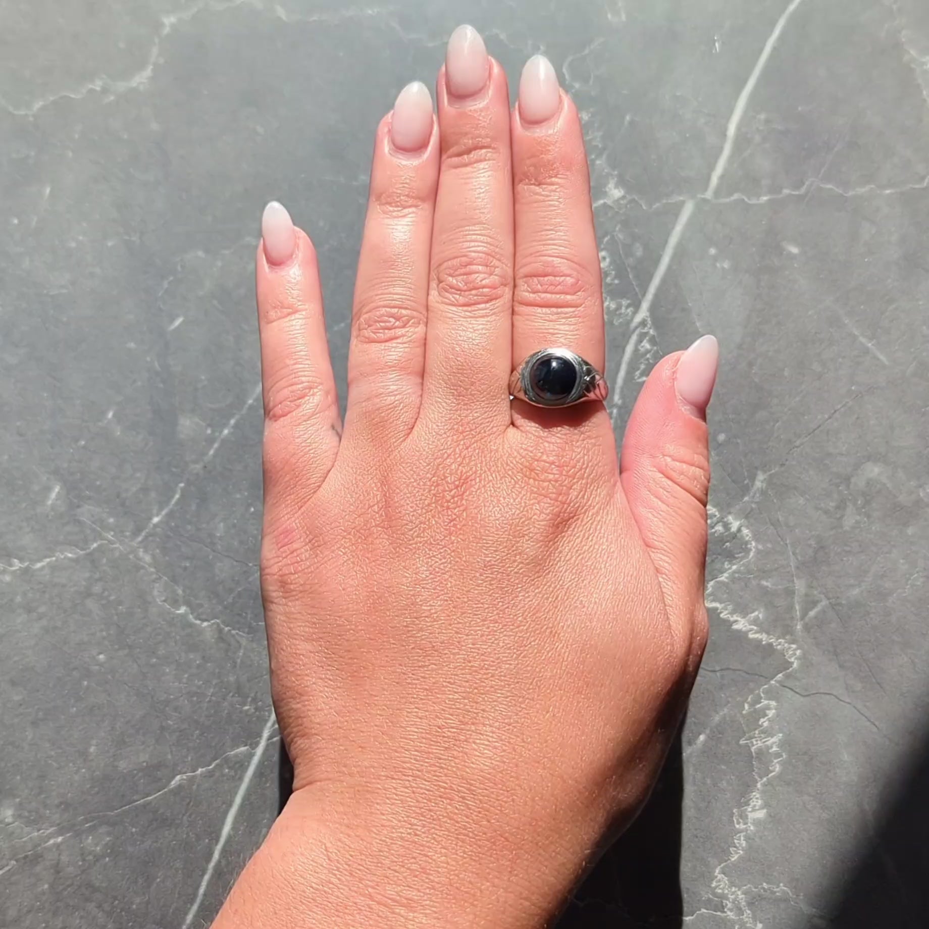 Art Deco 4.37 CTW Sapphire Cabochon Platinum Vintage Streamline Unisex Ring