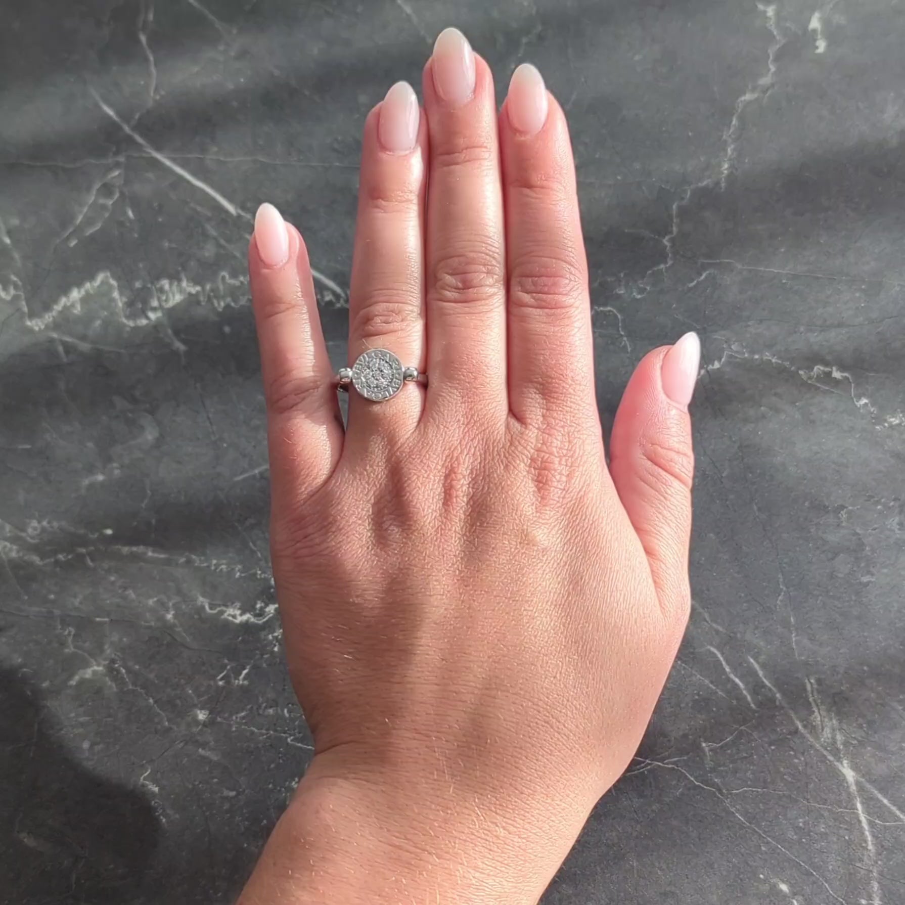 Bulgari Diamond Onyx 18 Karat White Gold Flip Signet Ring