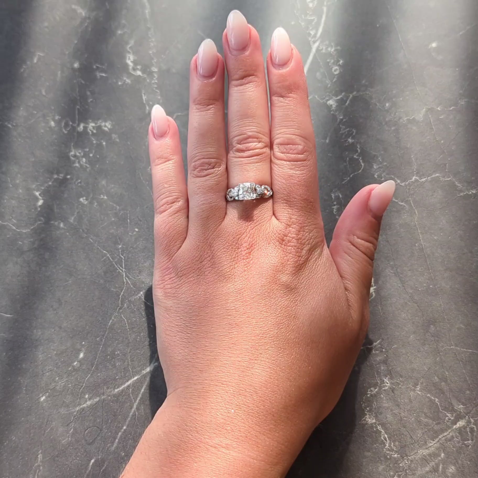 Art Deco 1.56 CTW Old Mine Cut Diamond Platinum Vintage Buckle Engagement Ring