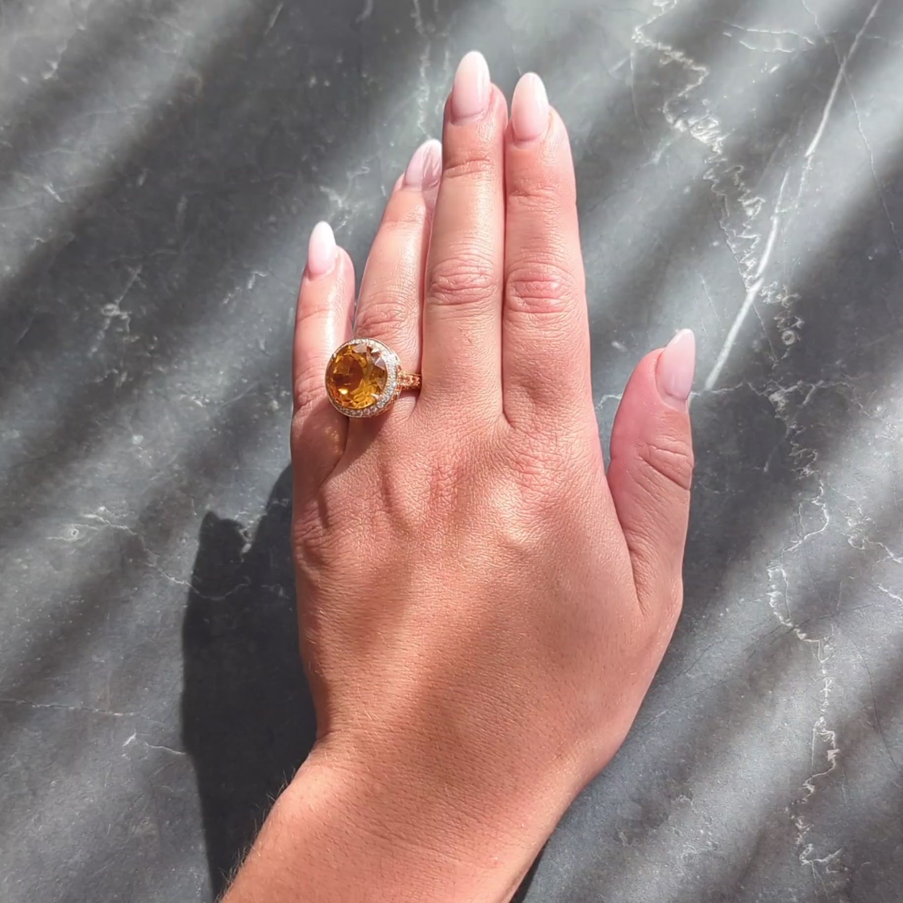 Contemporary Citrine Diamond Sapphire 18 Karat Yellow Gold Cocktail Ring