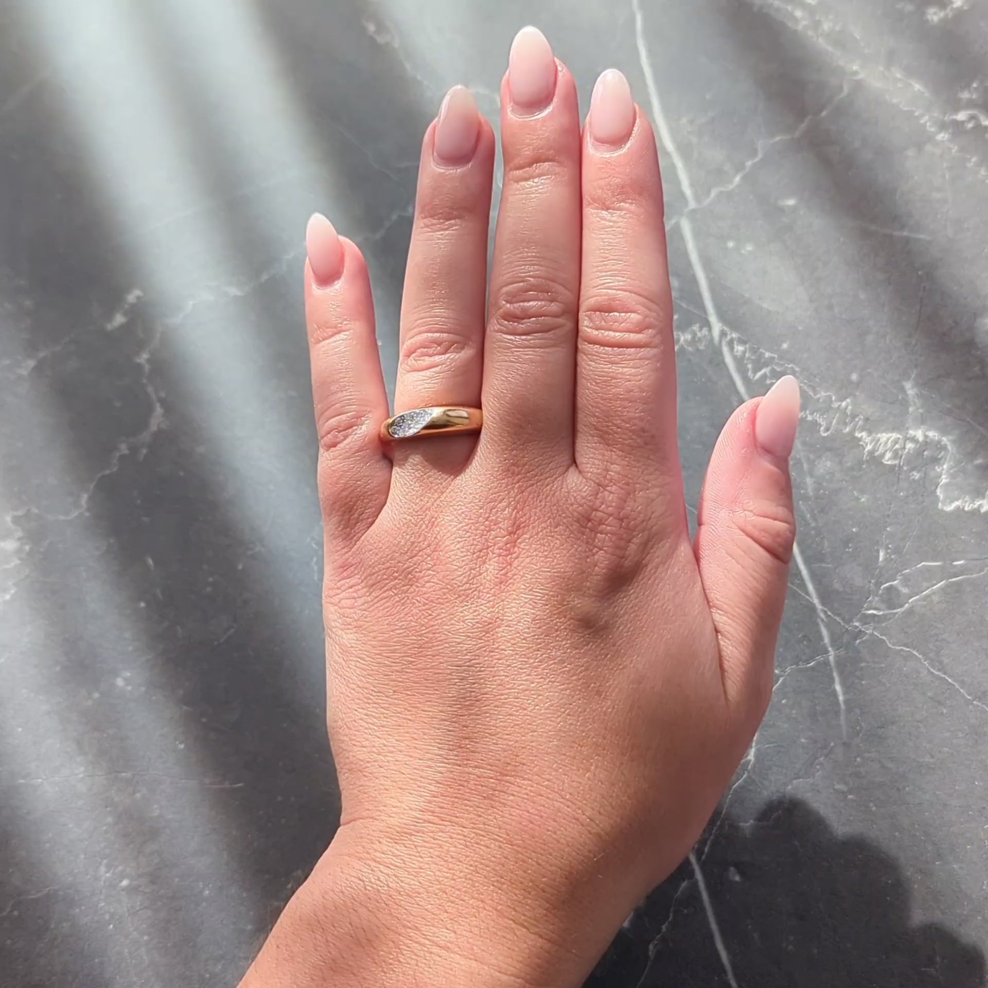 Roberto Coin Contemporary Diamond 18 Karat Two-Tone Gold Domed Capri Band Ring