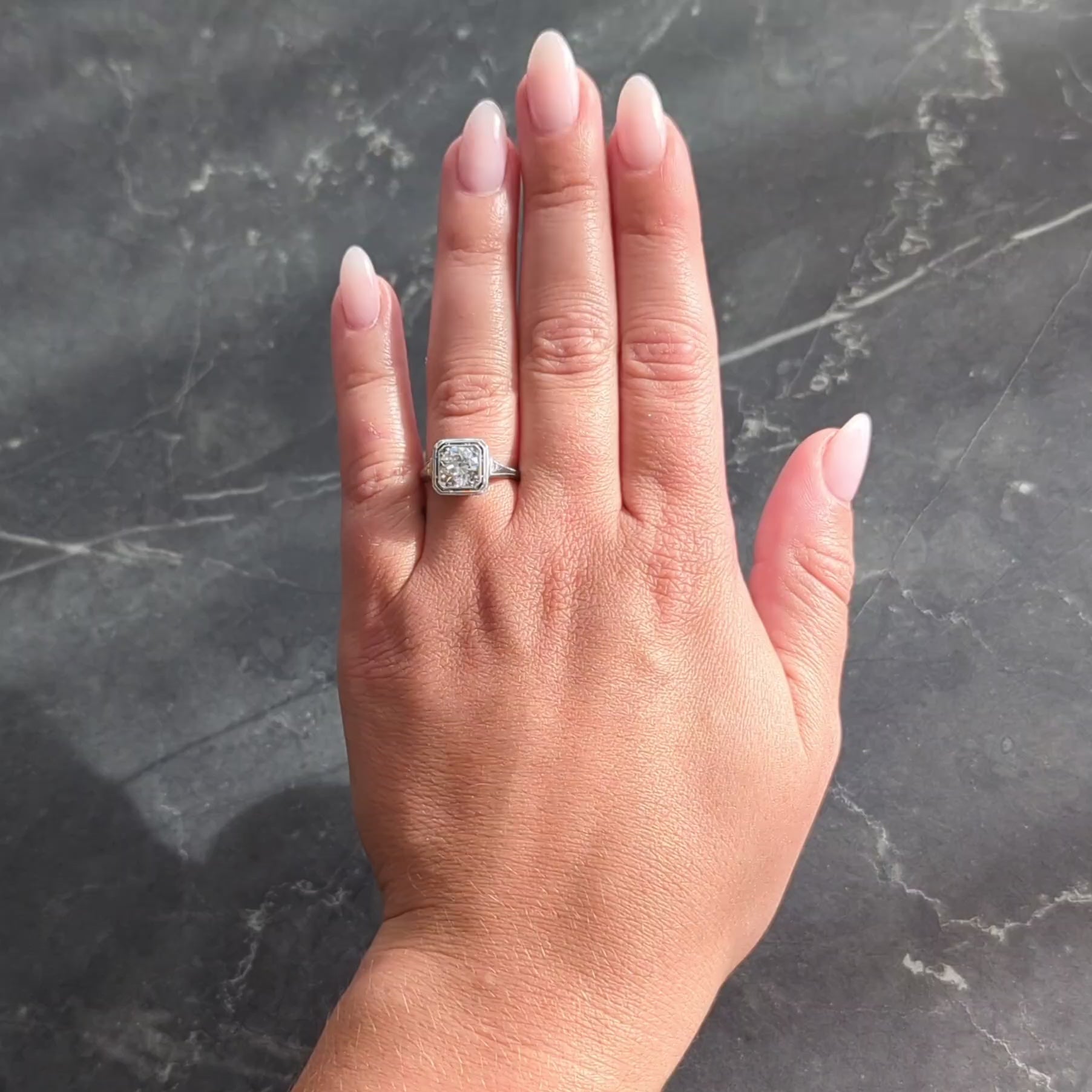 Art Deco Old European 1.34 CTW Diamond 18K Gold Vintage Engagement Ring GIA