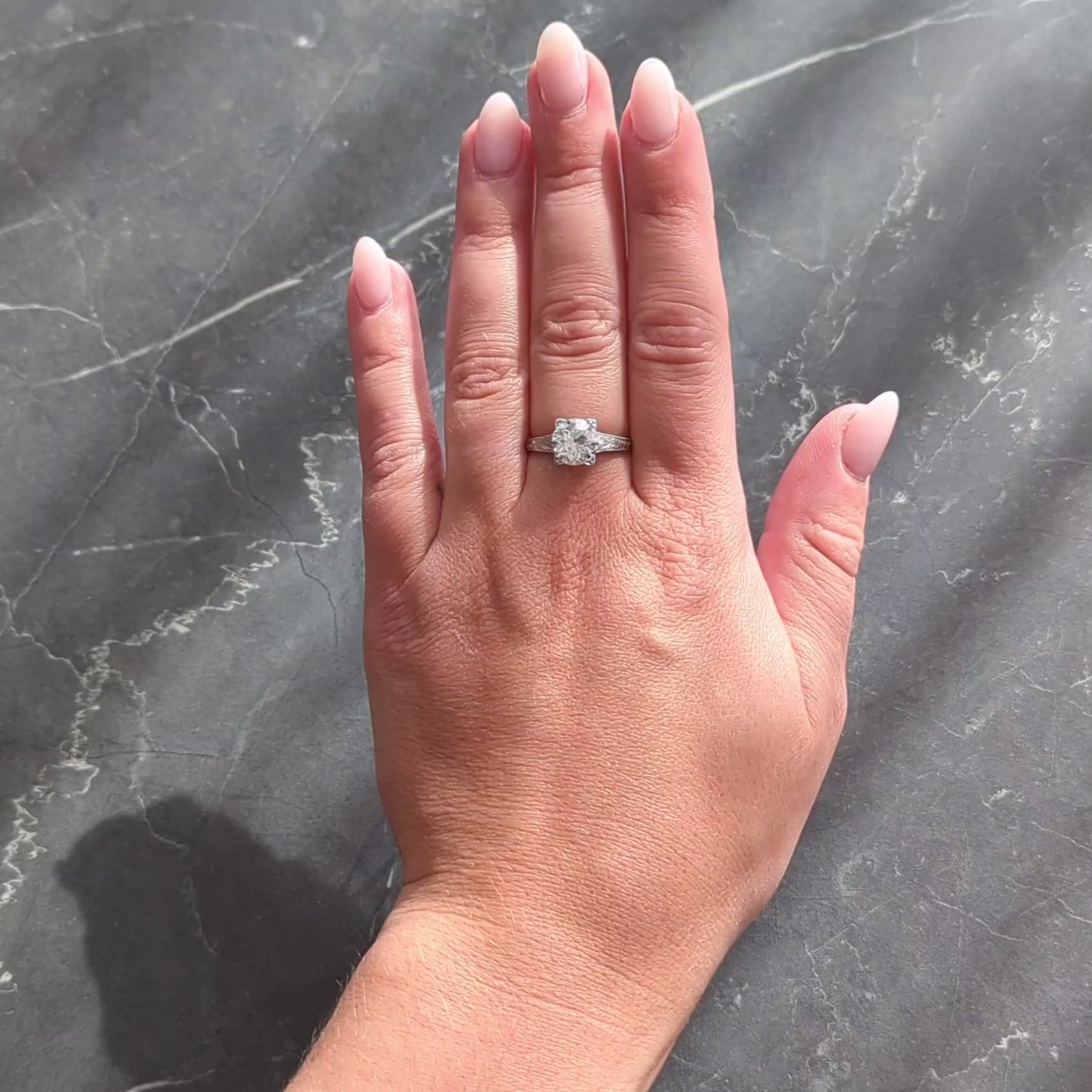 Art Deco 2.08 CTW European Diamond Platinum Vintage Solitaire Engagement Ring