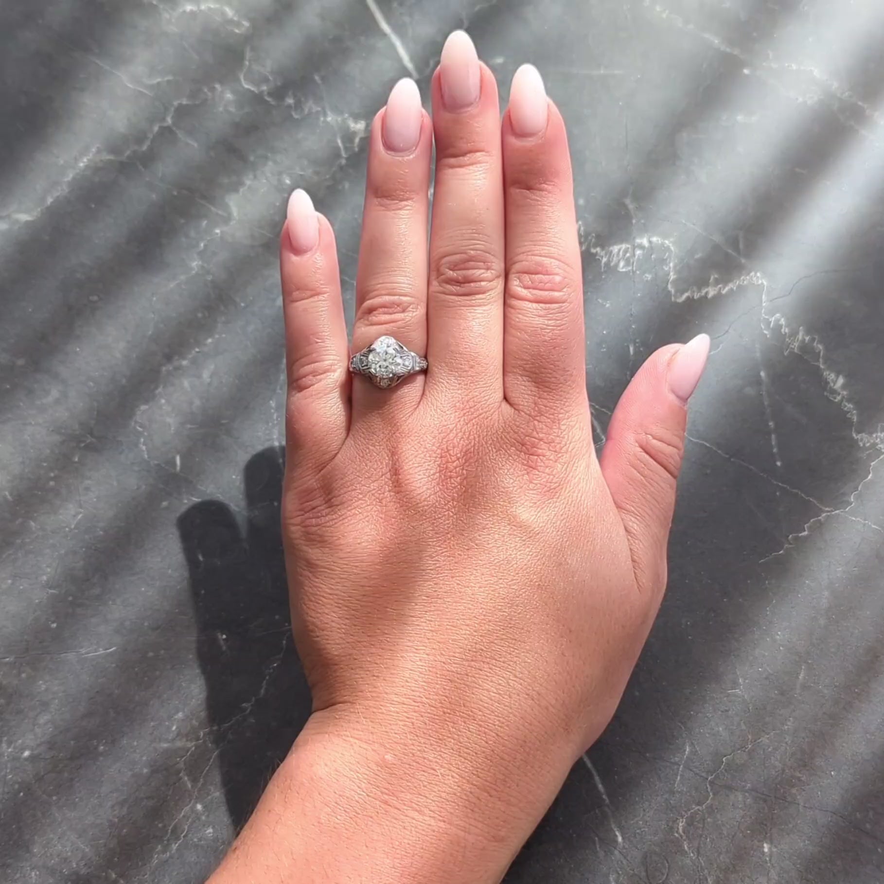 Art Deco 1.72 CTW Old European Diamond Platinum Vintage Engagement Ring GIA