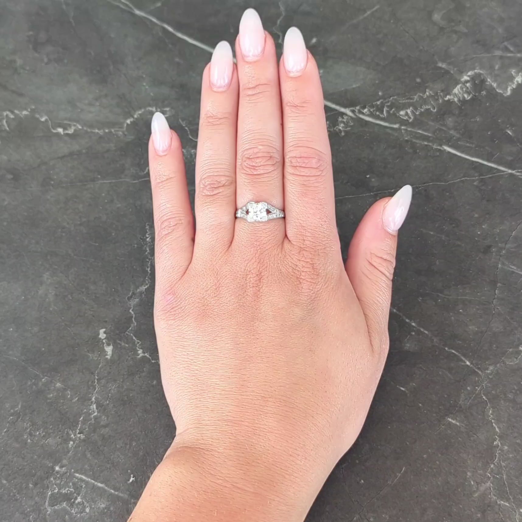 Art Deco 1.30 CTW Diamond Platinum Vintage Fanning Wheat Engagement Ring