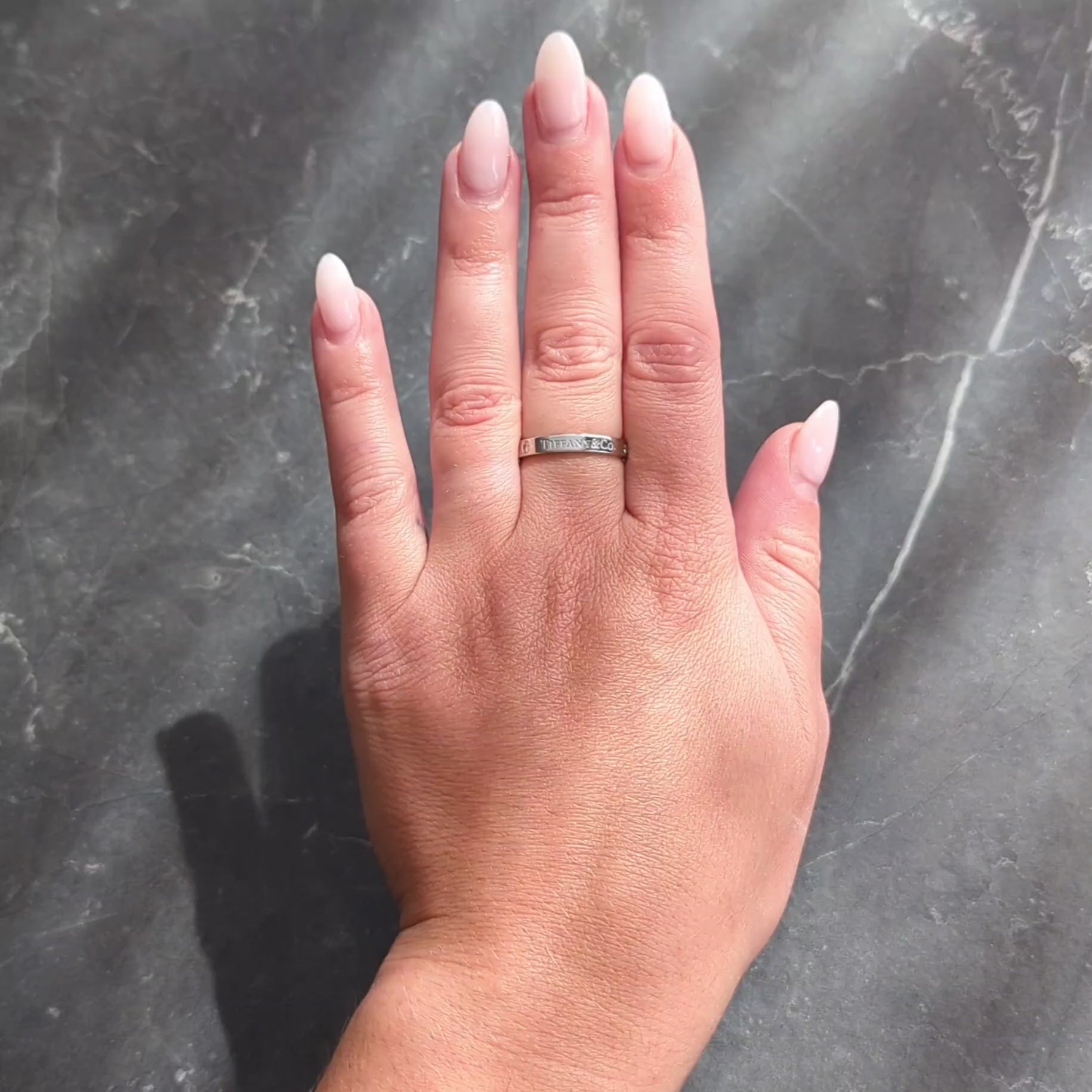 Tiffany & Co. Diamond Platinum Contemporary Logo Band Ring